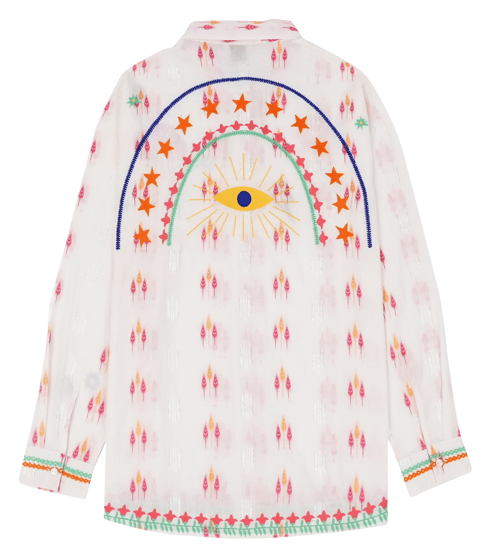 Straight classic collar shirt in printed blended cotton WILD White