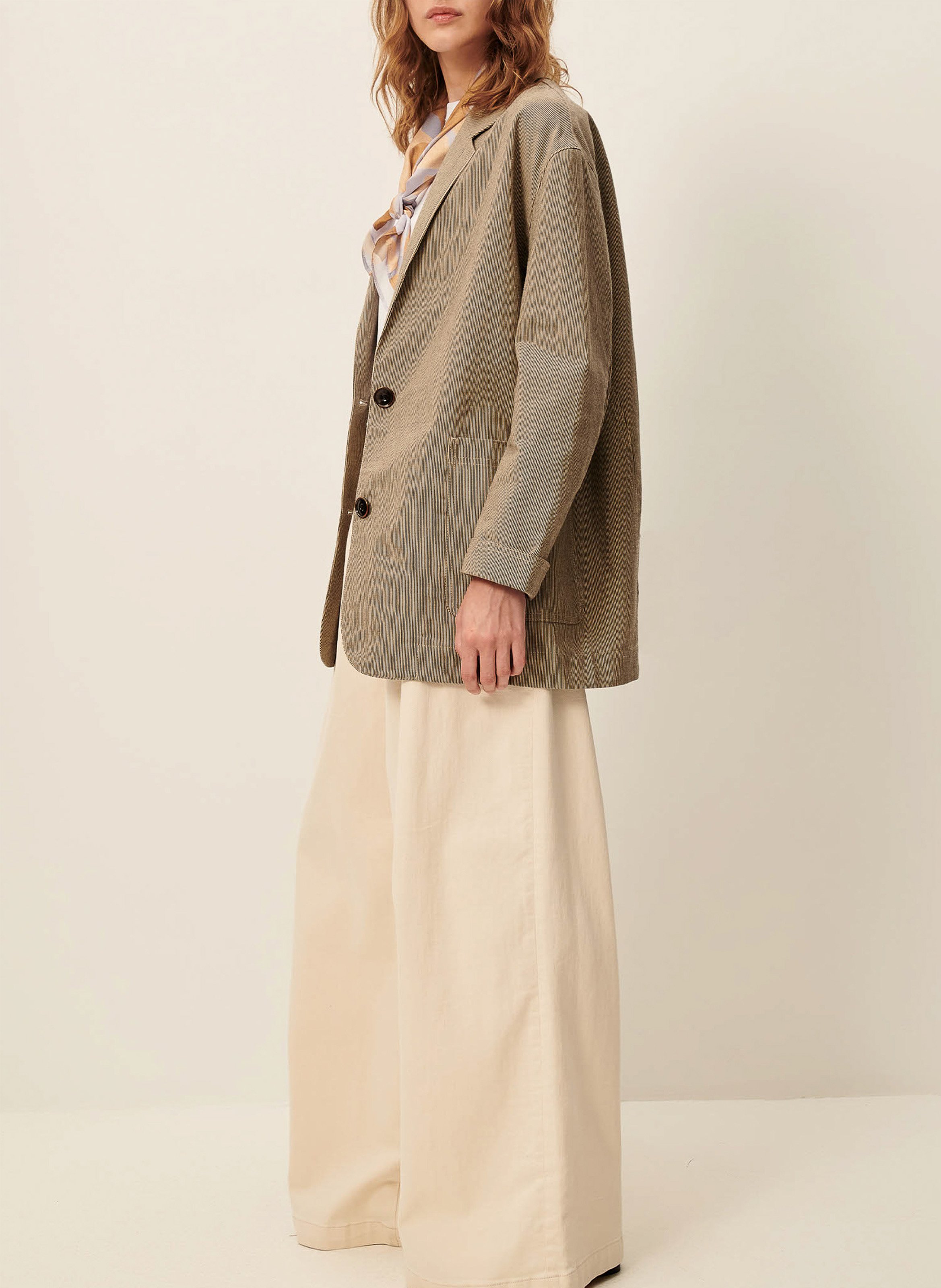 Giacca tailleur dritta in misto cotone SESSUN Beige