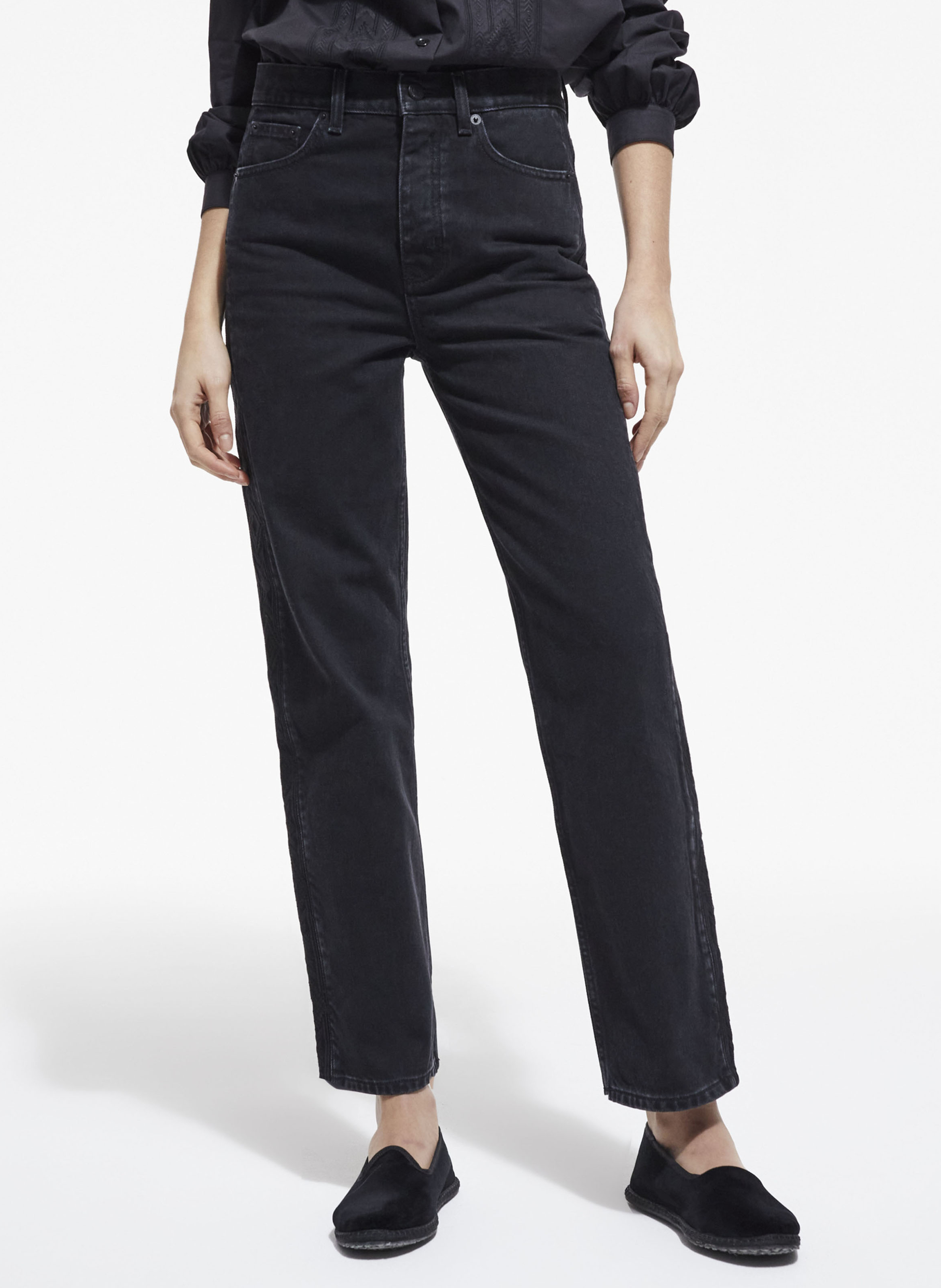 Jean droit à broderie en coton mélangé  THE KOOPLES Bleu