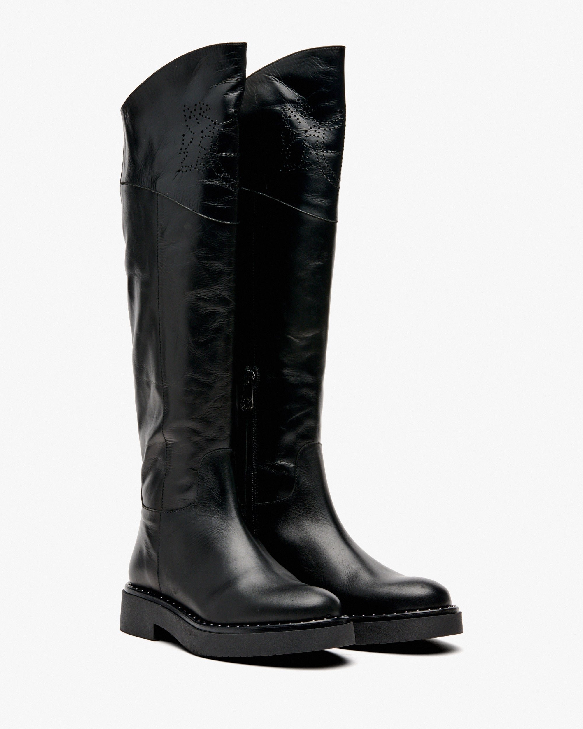 Tall black leather boots. PEDRO MIRALLES Black