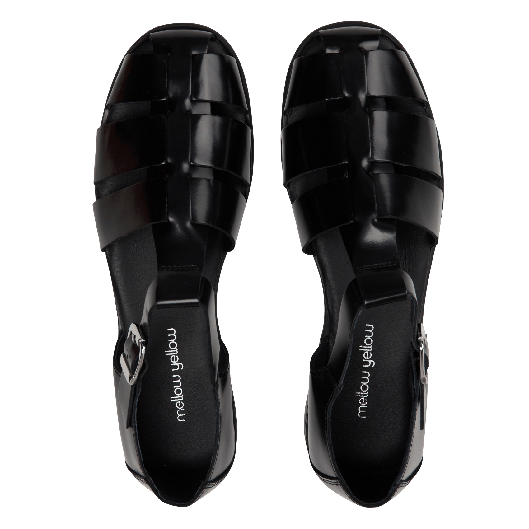 Flat patent leather sandals MELLOW YELLOW Black