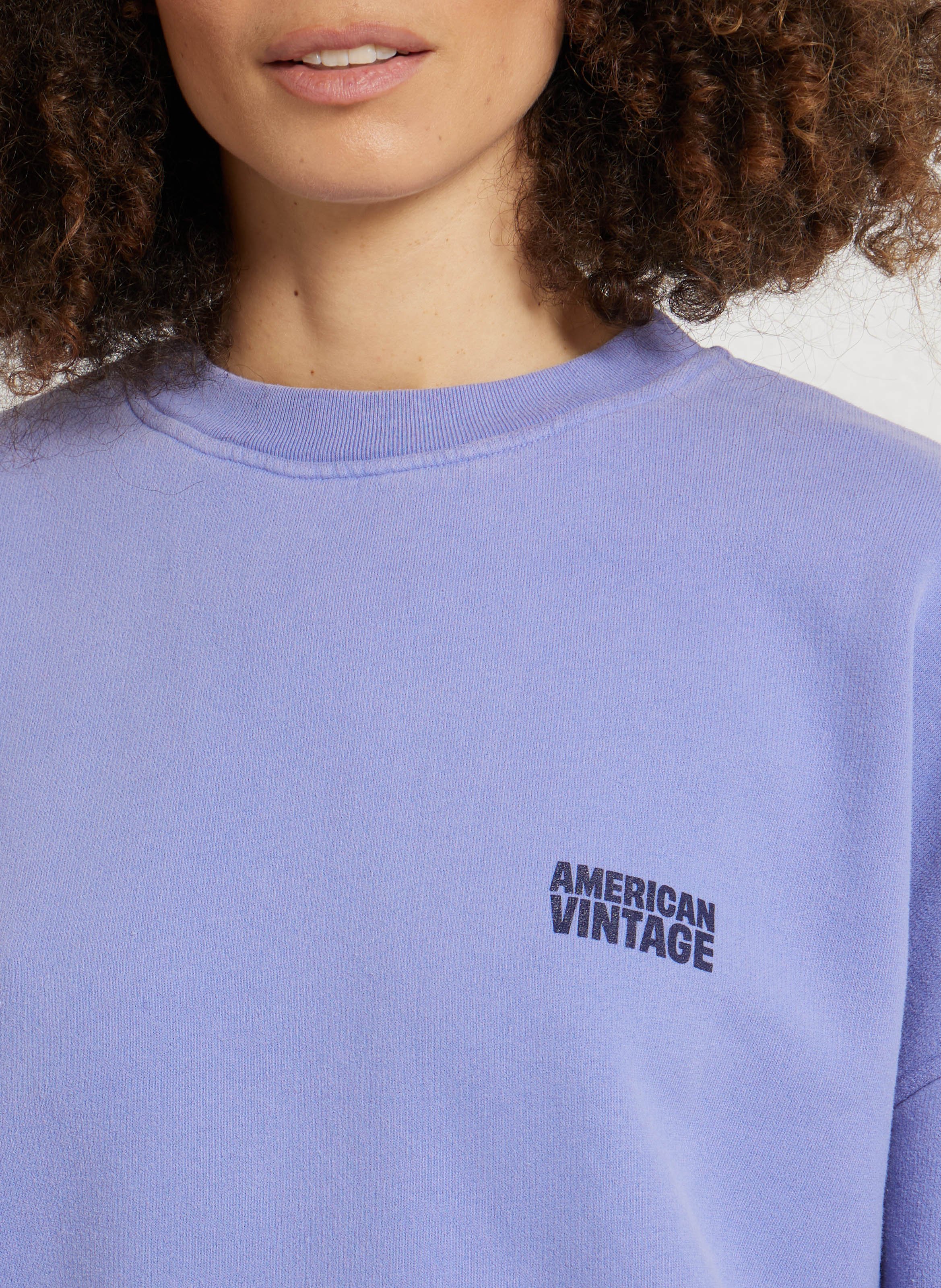 Weit geschnittenes Rundhals-Sweatshirt aus Baumwolle mit Siebdruck AMERICAN VINTAGE Blau