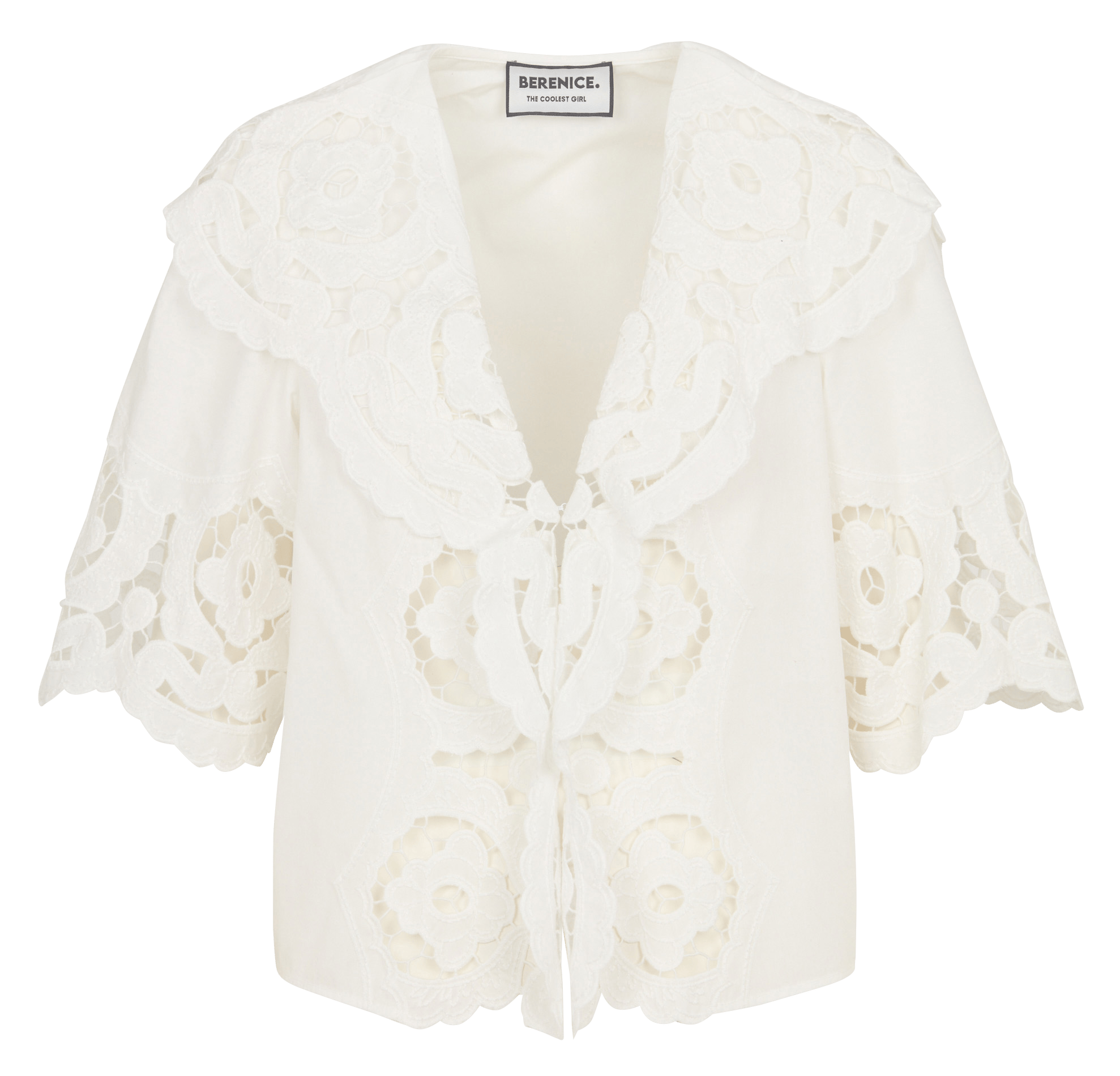 V-neck cotton blouse BERENICE White