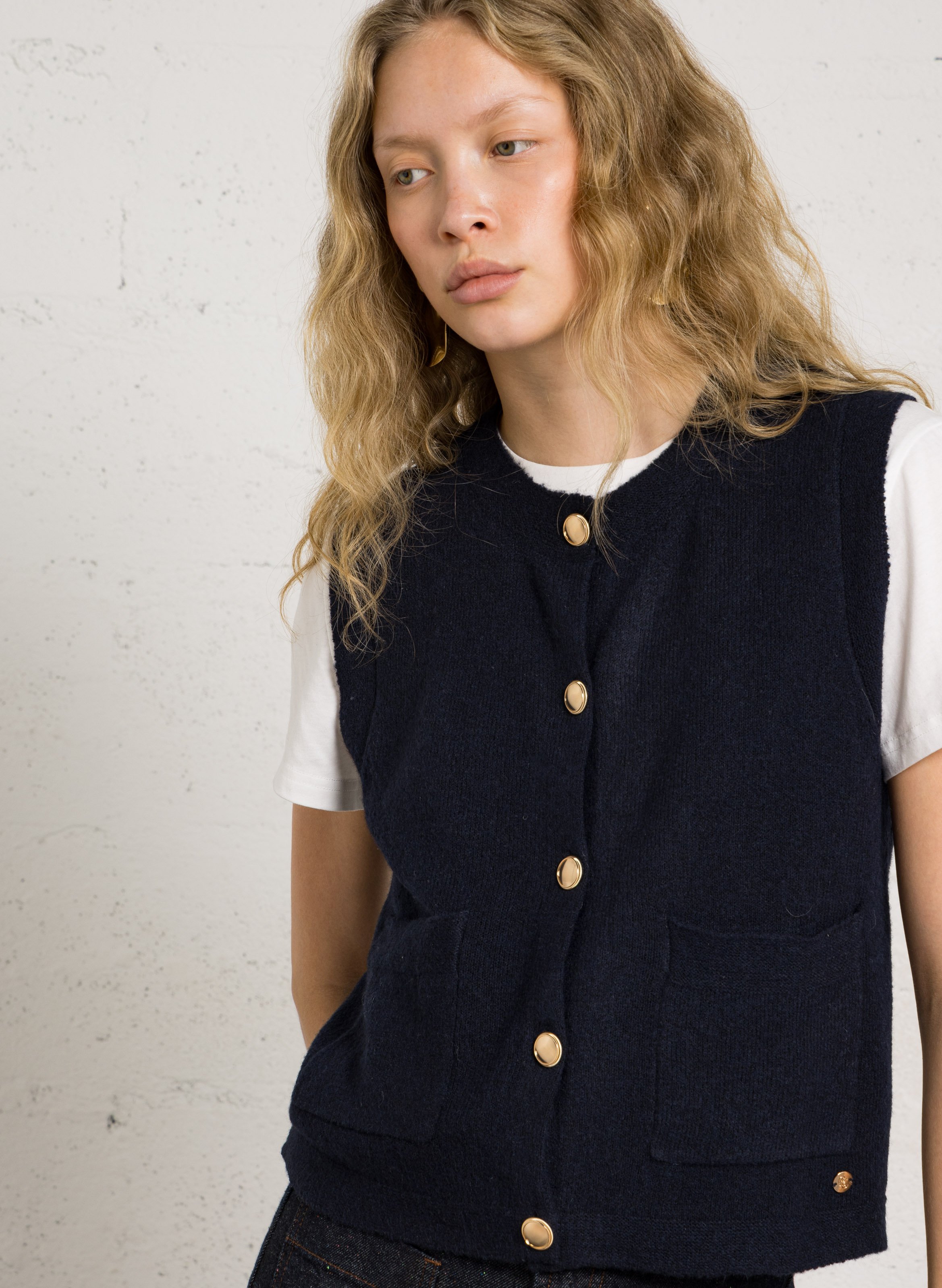 Straight round-neck knit cardigan LA PETITE ETOILE Blue