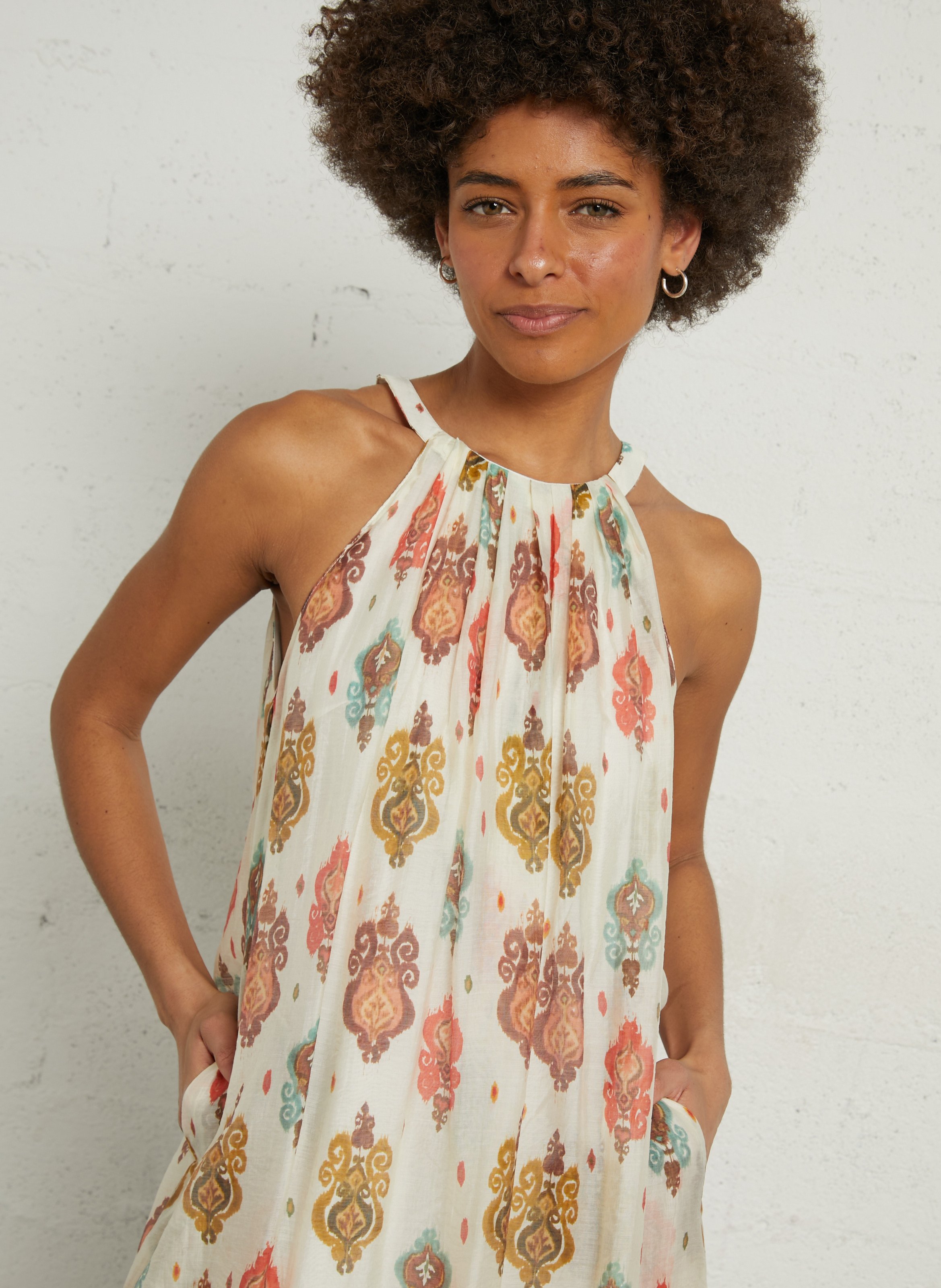 Long printed round-neck dress THE KORNER Multicolored