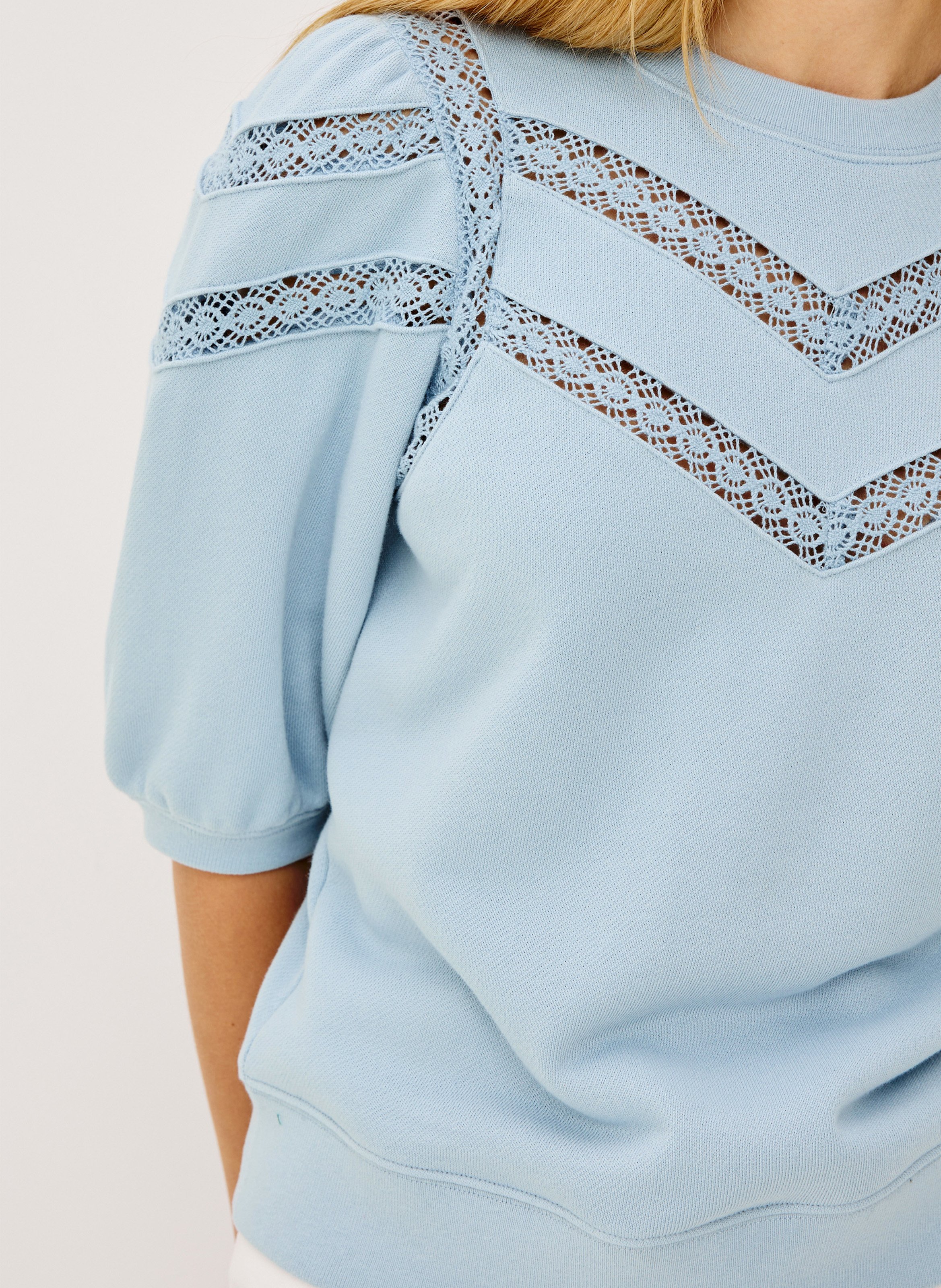 Gerader Rundhals-Pullover aus Baumwolle RAILS Blau