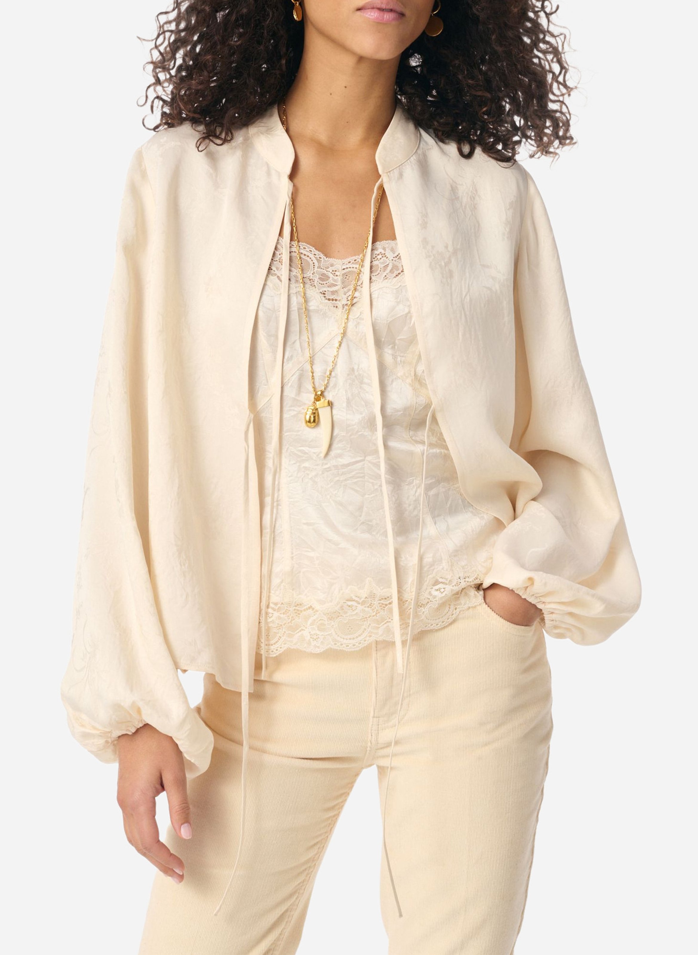 Blusa recta de jacquard estampado VANESSA BRUNO Blanco