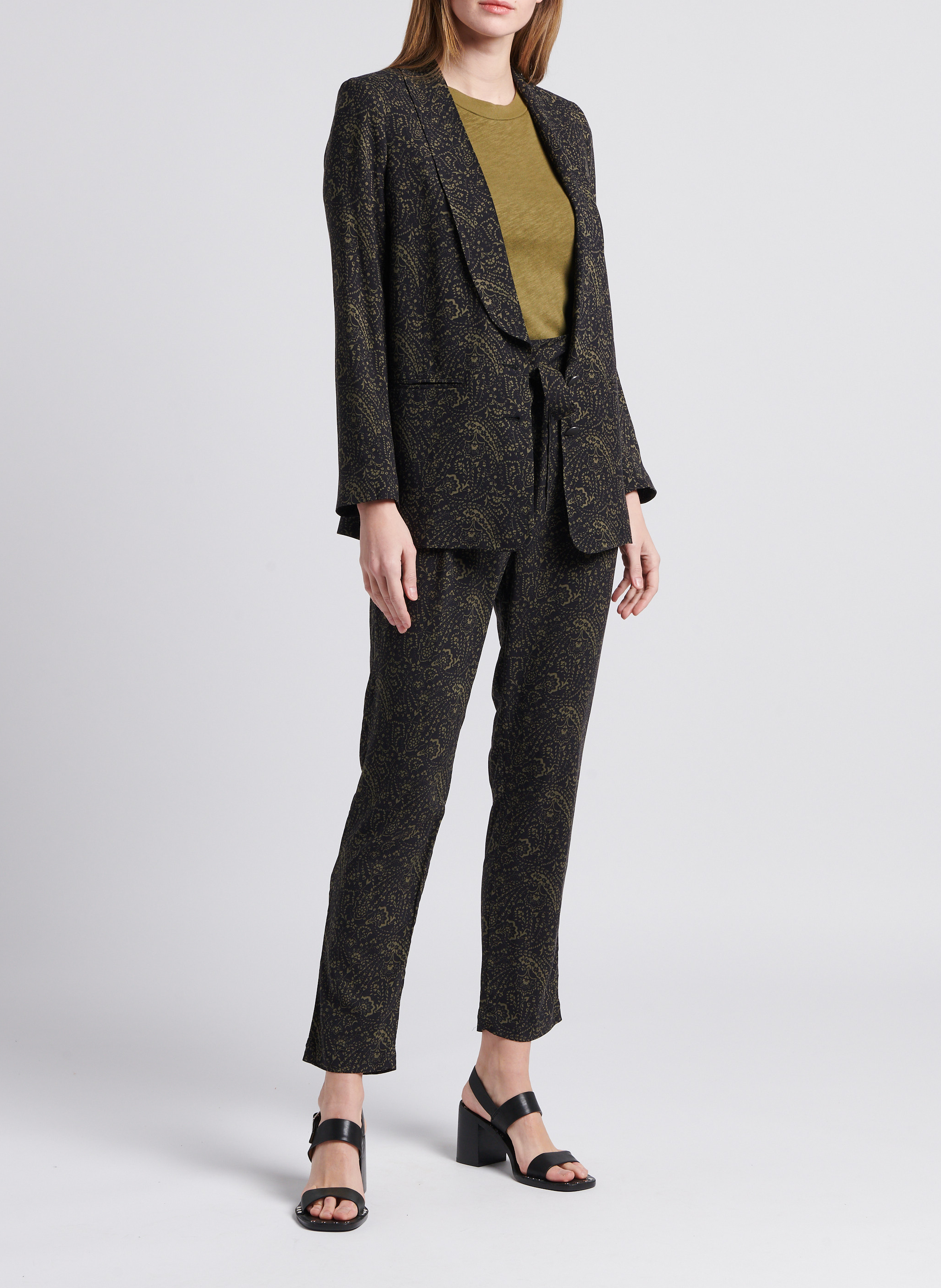 Tee-shirt col rond droit en coton AMERICAN VINTAGE Kaki