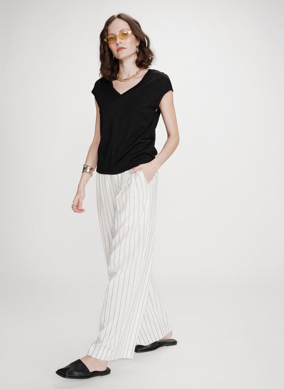 Top aus Crêpe mit V-Ausschnitt GRACE ET MILA Schwarz