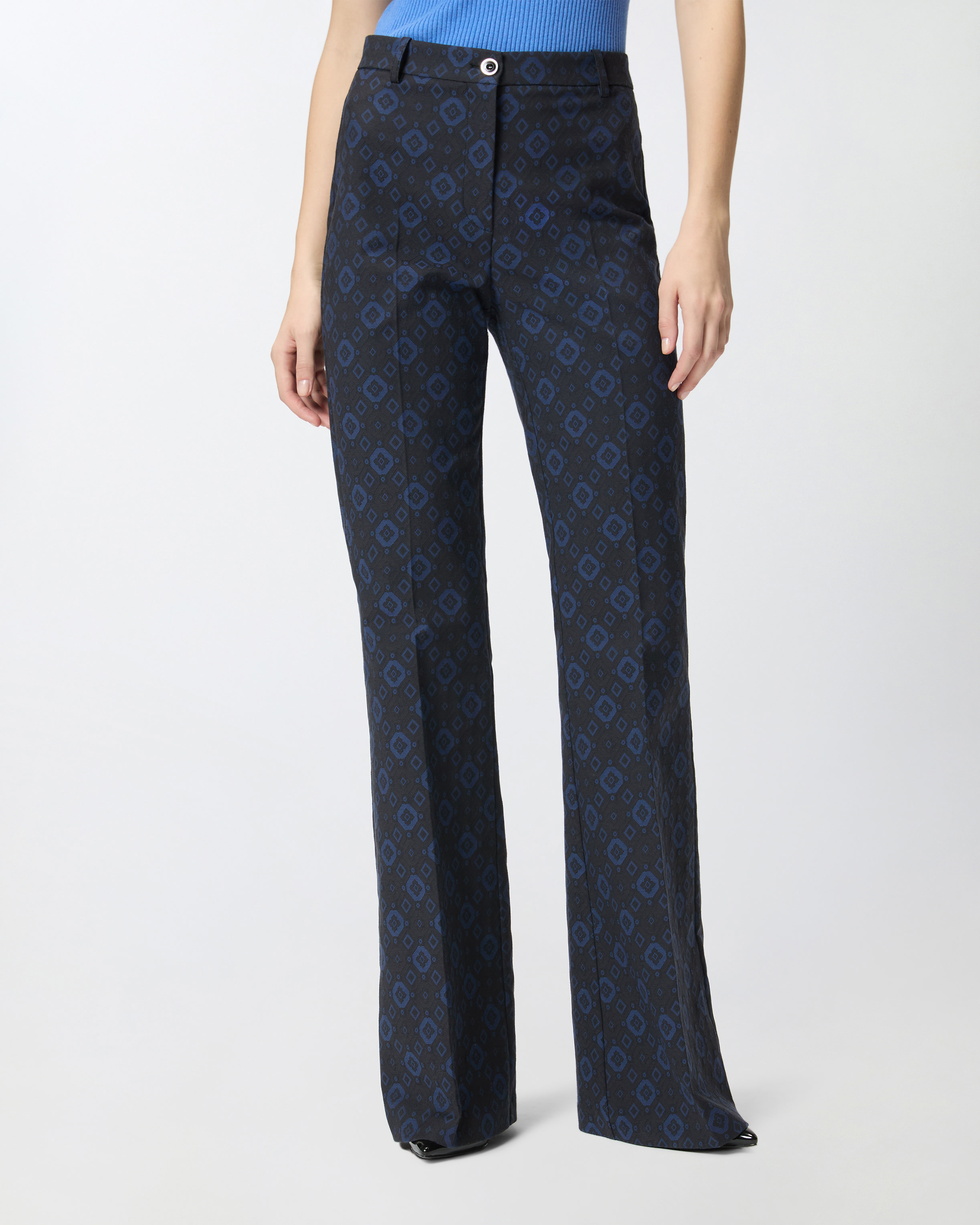 Geometric and floral patterned pants PINKO Blue