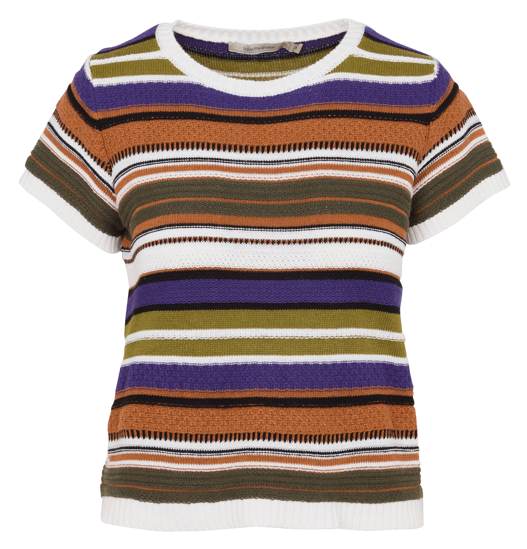 Pull court col rond à rayures LA FEE MARABOUTEE Multicolore