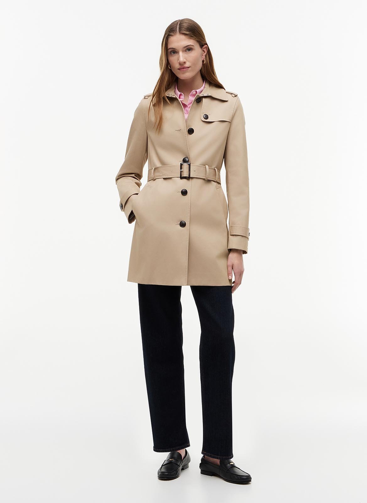 Straight trench coat in organic cotton TOMMY HILFIGER Beige