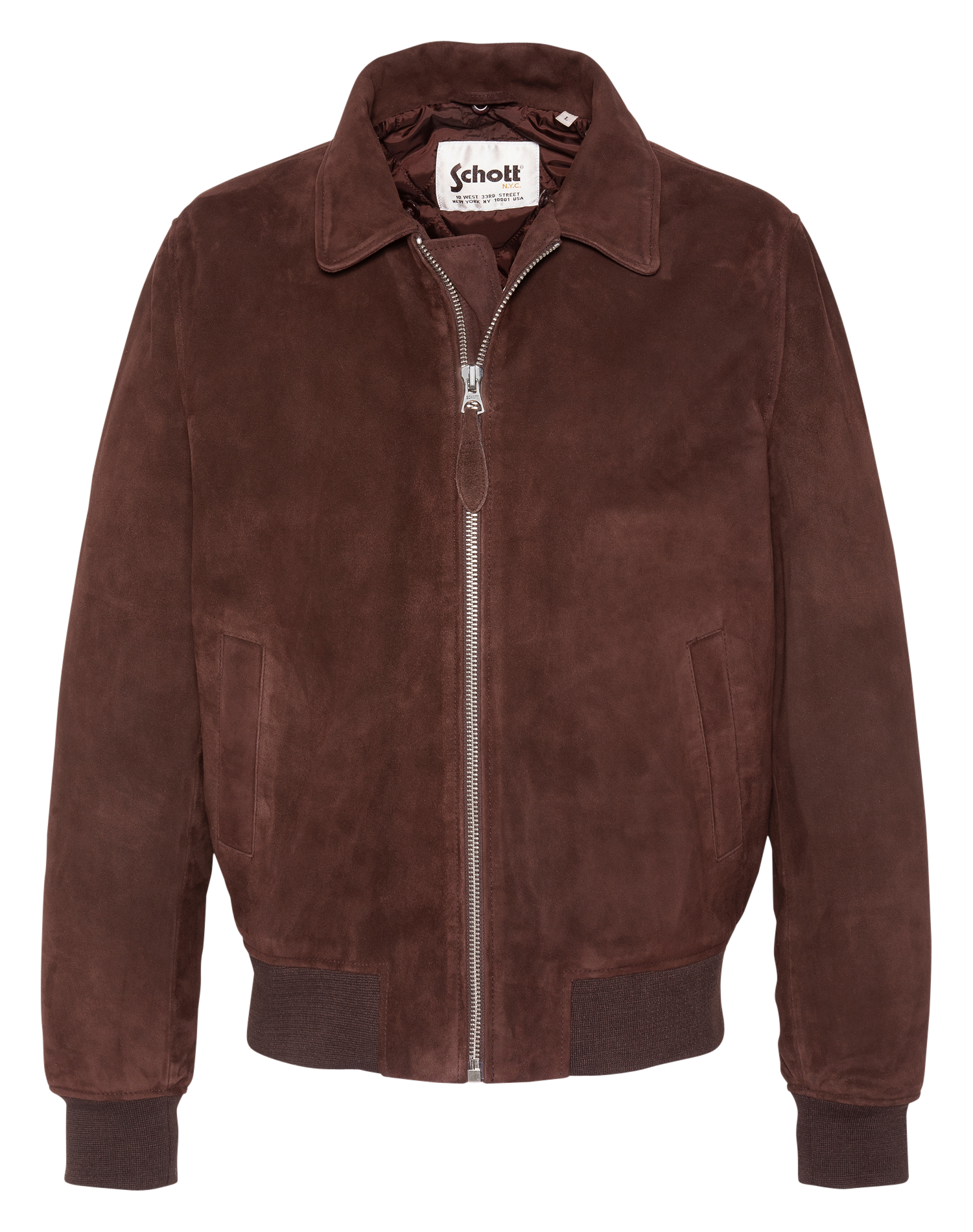 Gerader Veloursleder-Blouson SCHOTT Braun