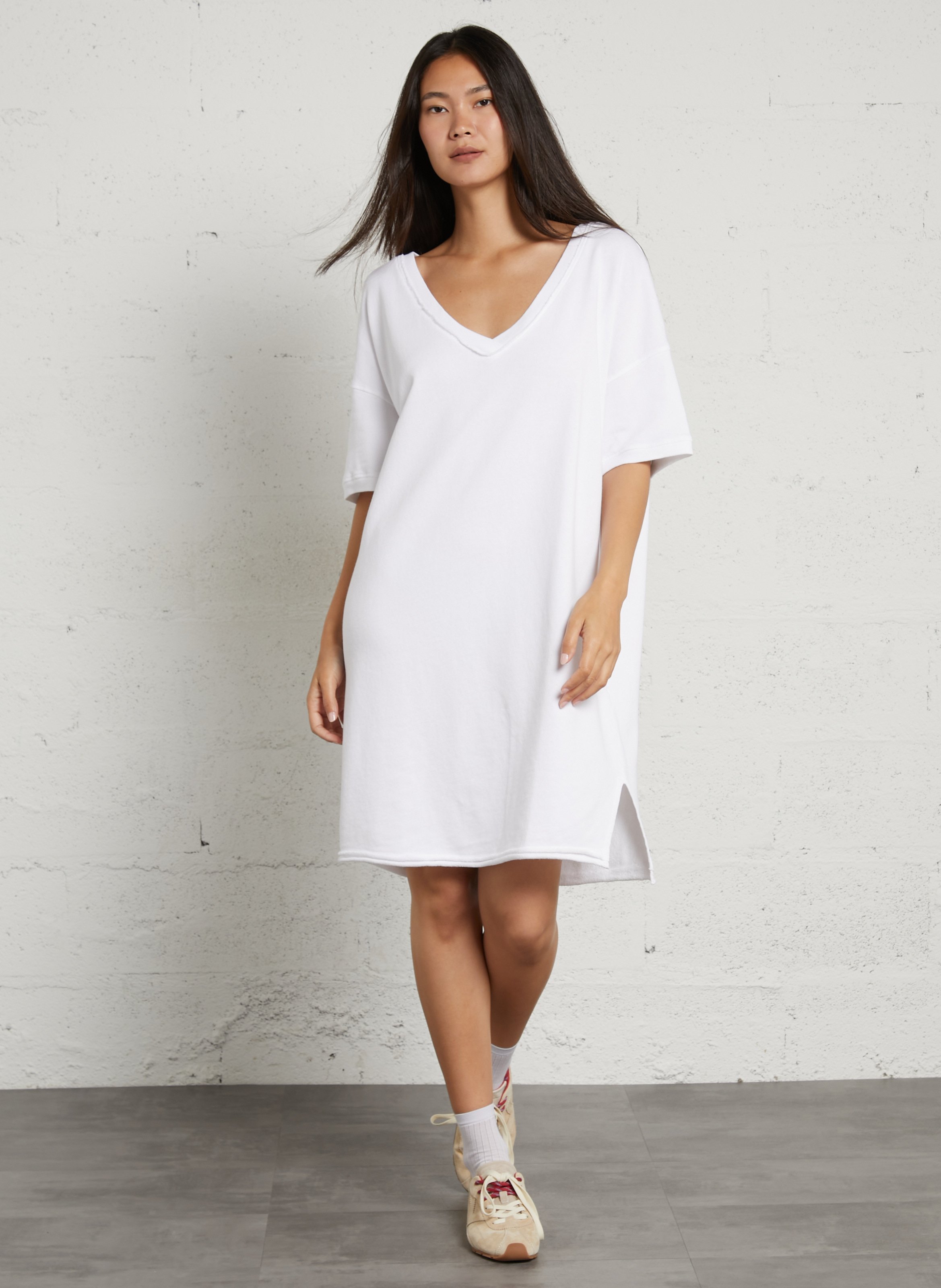 Robe ample uni col V AMERICAN VINTAGE Blanc