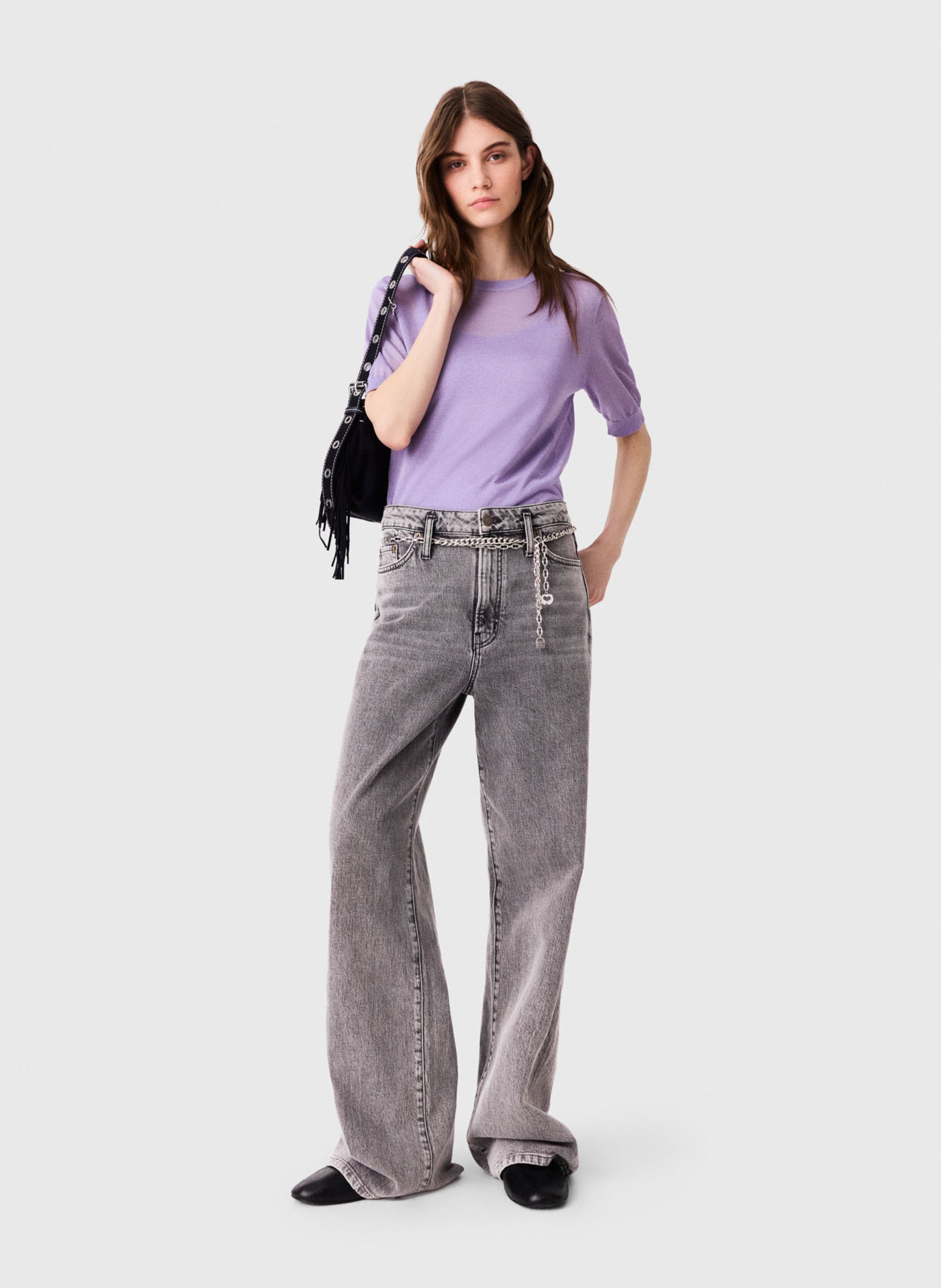 Rechte jeans - katoenblend MAJE Grijs