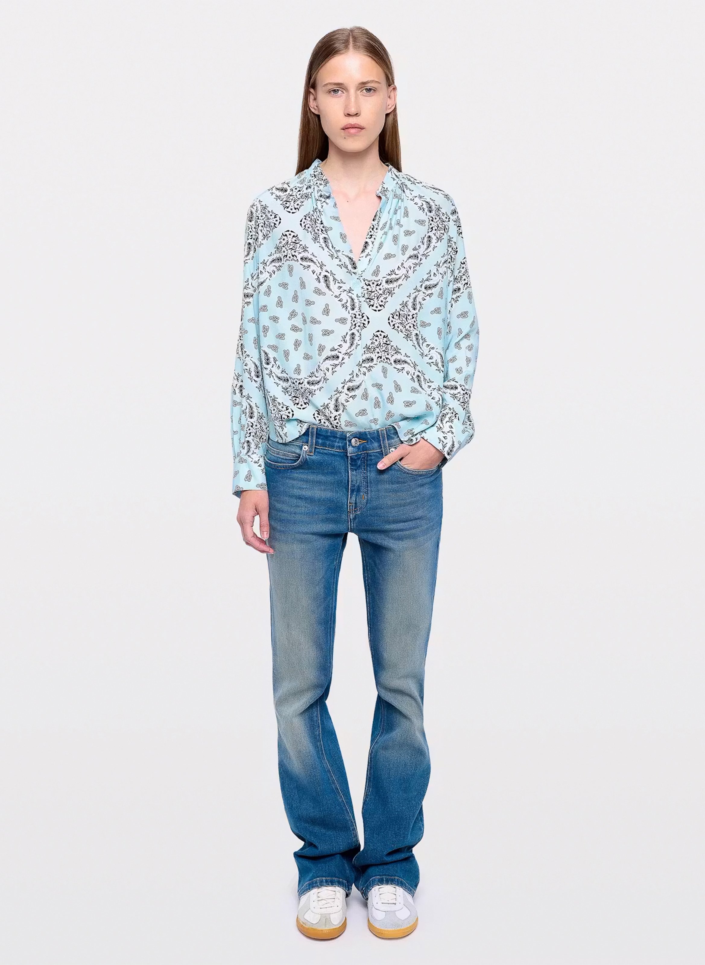 Straight-cut printed V-neck blouse ZADIG&VOLTAIRE Blue