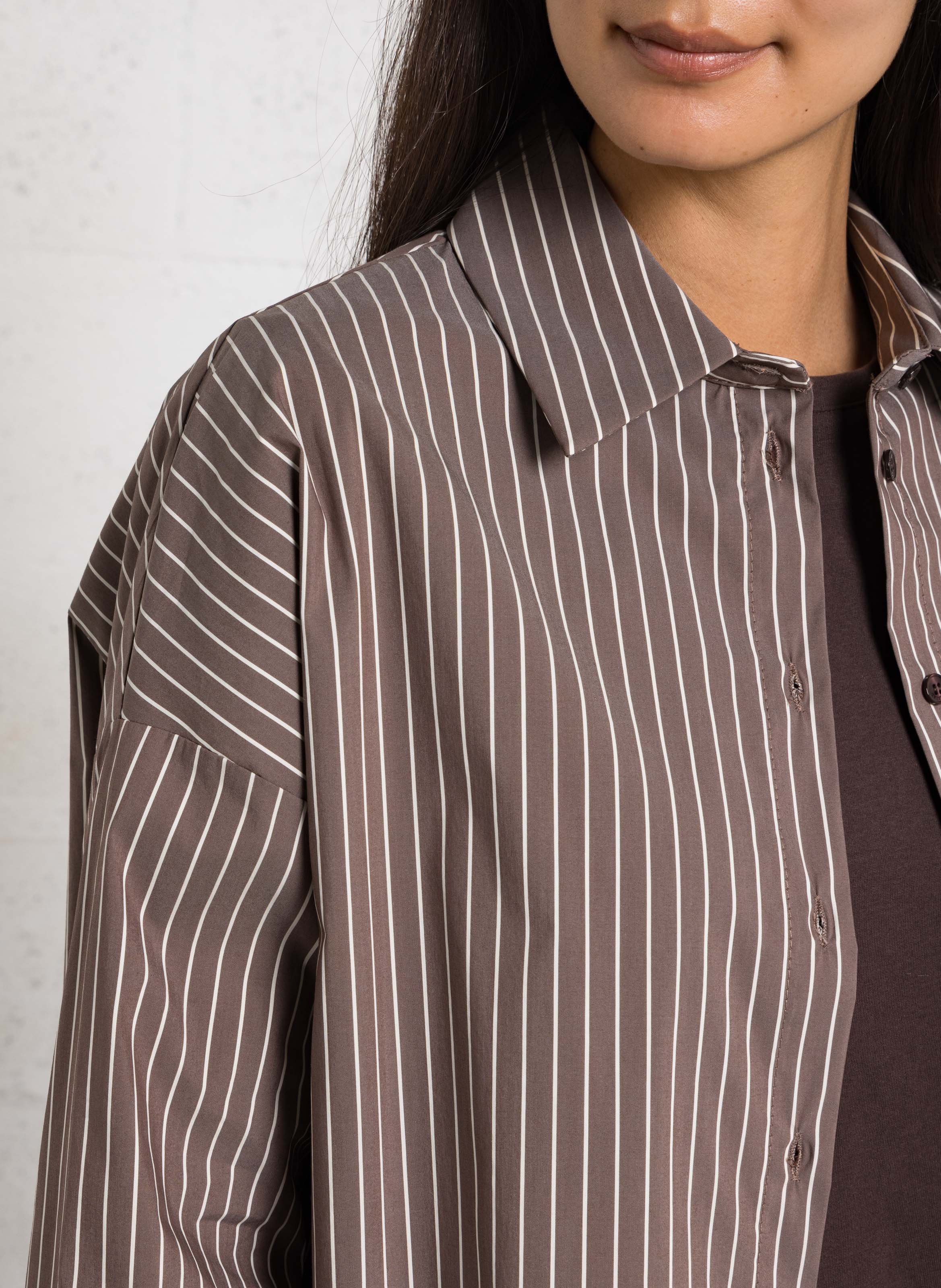 Oversized cotton-blend shirt with classic collar IMPERIAL Brown