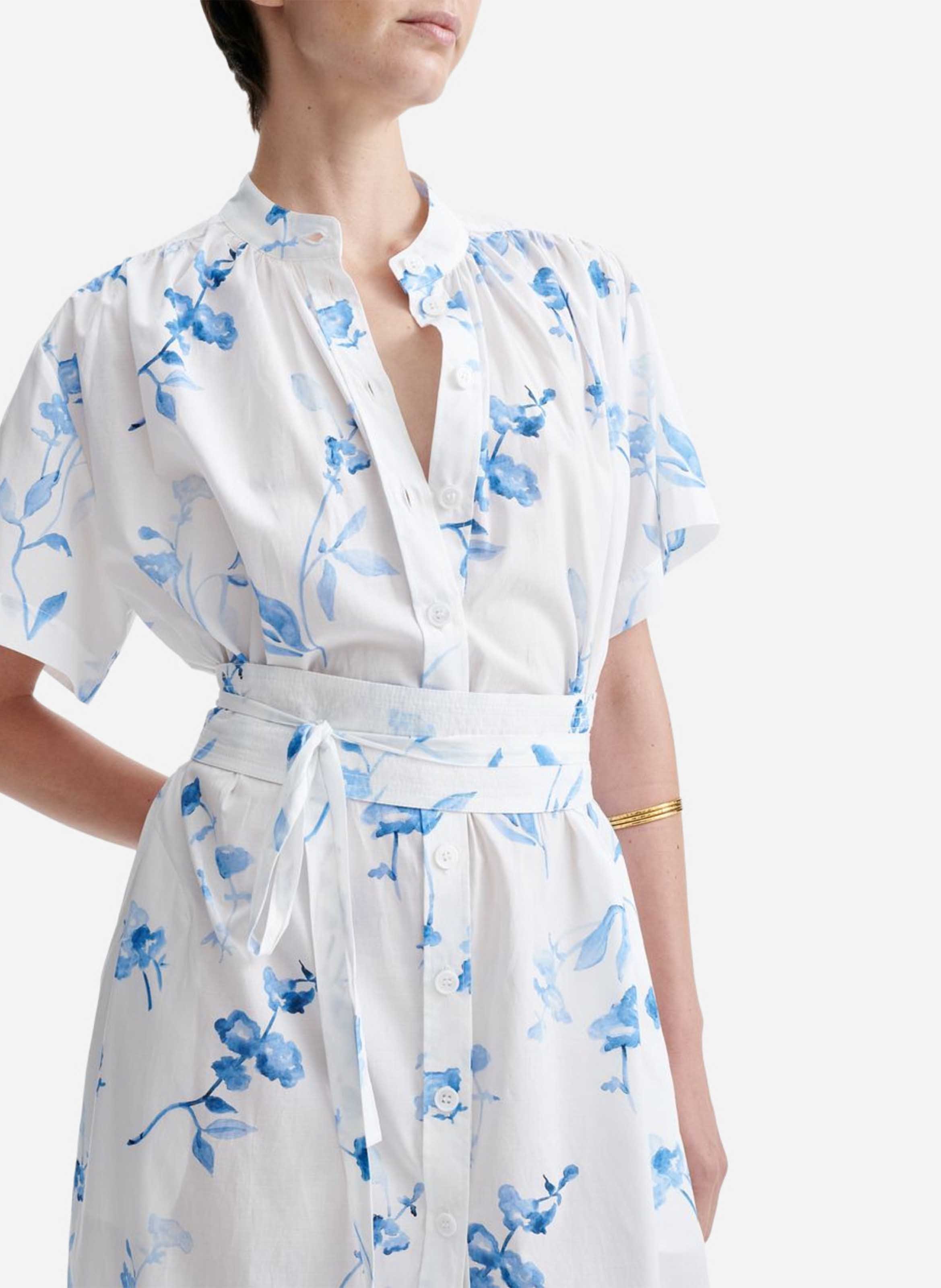 Robe chemise imprimée à ceinture VANESSA BRUNO Blanc