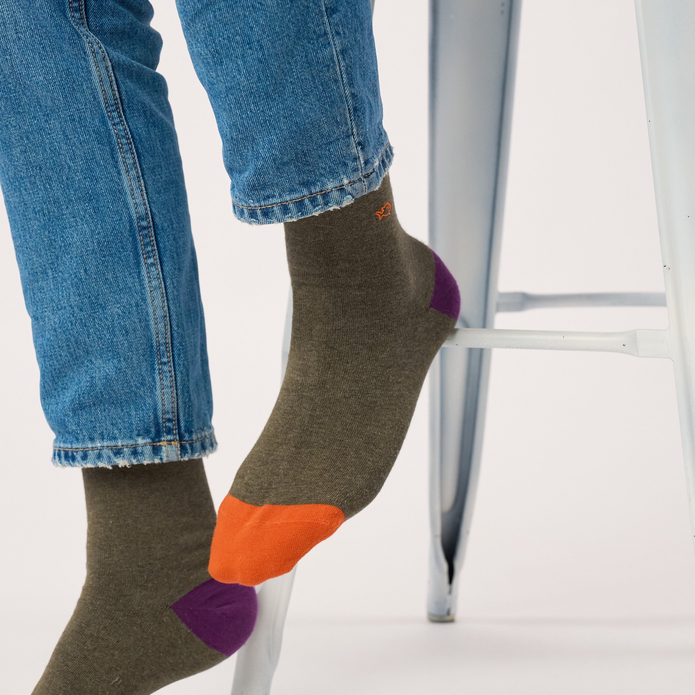 Combed cotton plain socks BILLYBELT Khaki