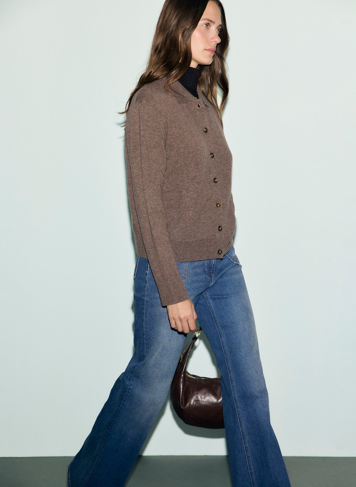 Gilet droit col classique en laine GERARD DAREL Marron