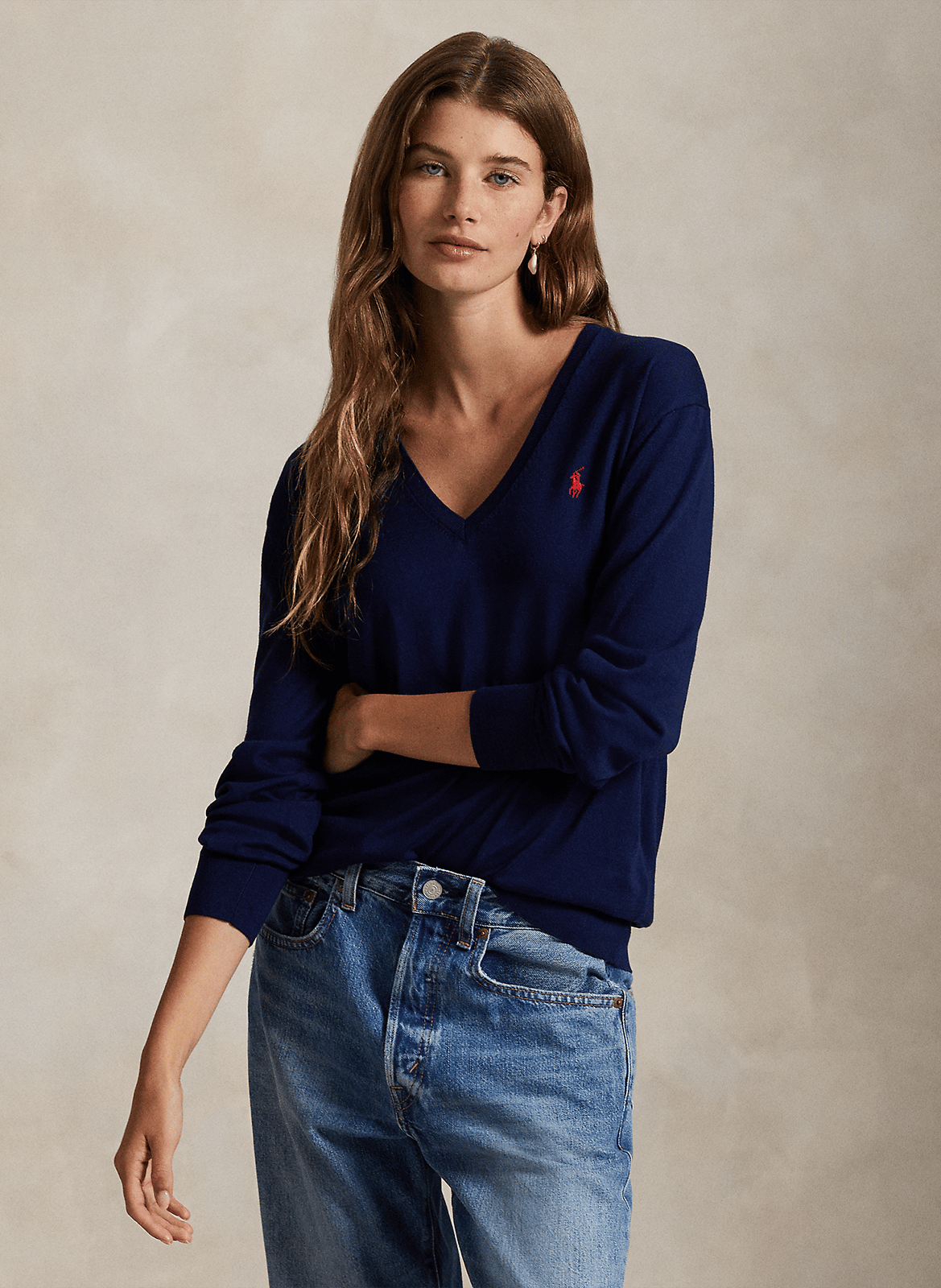 Pull col V en coton POLO RALPH LAUREN