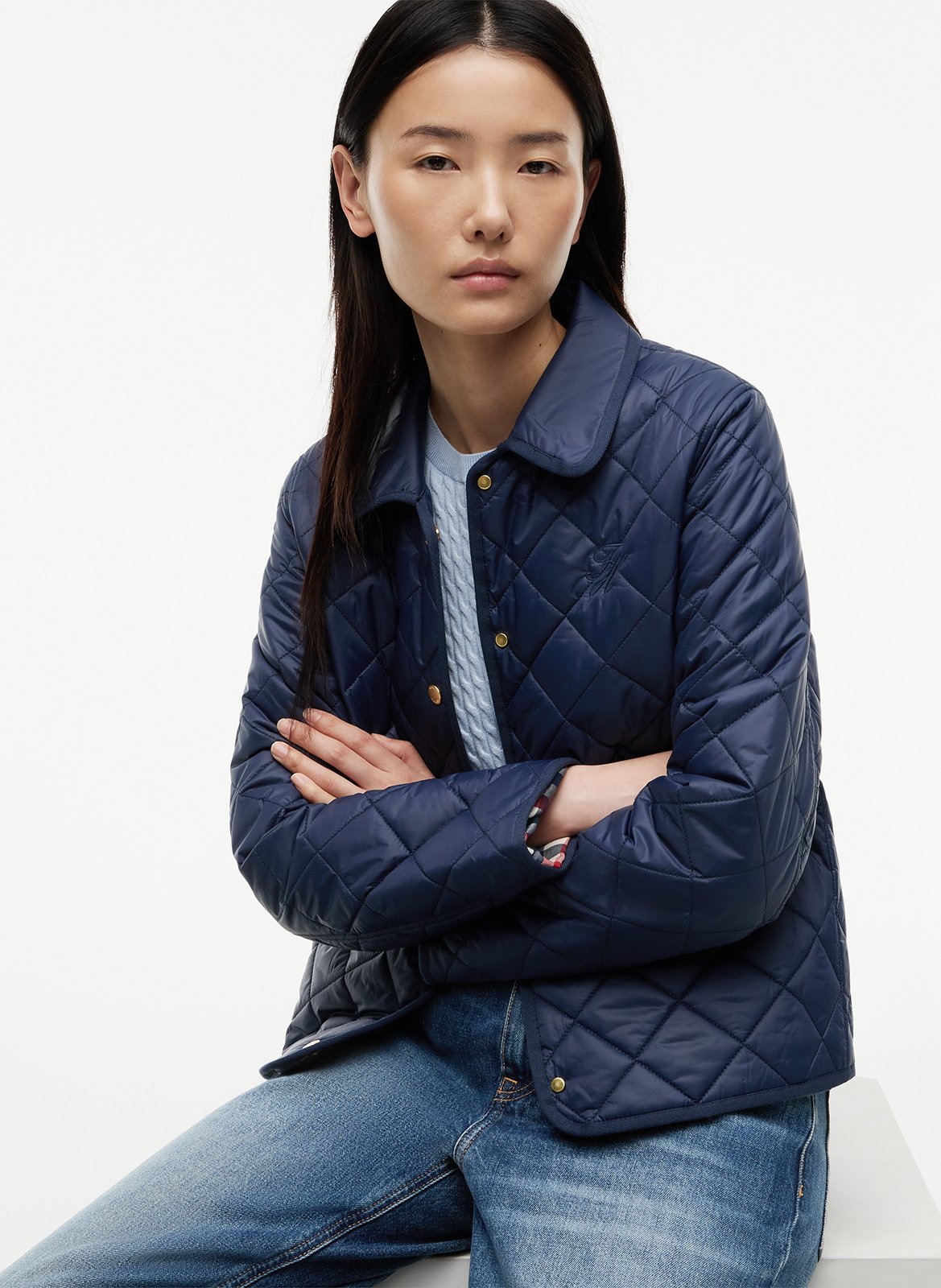 Quilted straight-cut jacket TOMMY HILFIGER Blue
