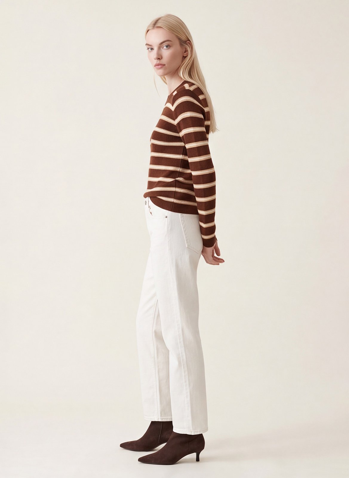 Pull col rond en laine mélangée | Marron KOOKAI Femme