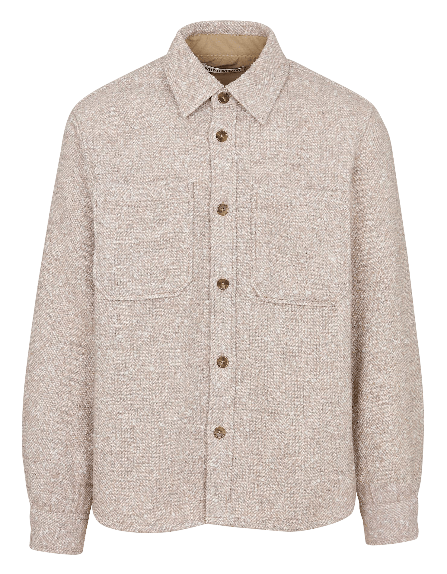 Straight herringbone overshirt with classic collar MINIMUM Beige