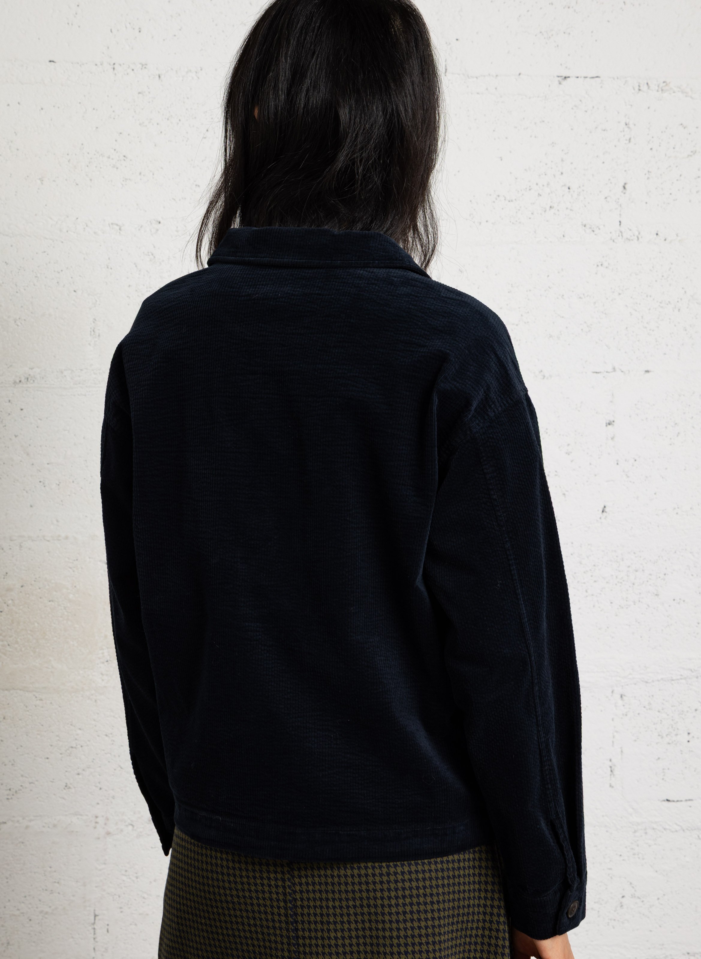 Straight ribbed overshirt in cotton blend NICE THINGS Blue