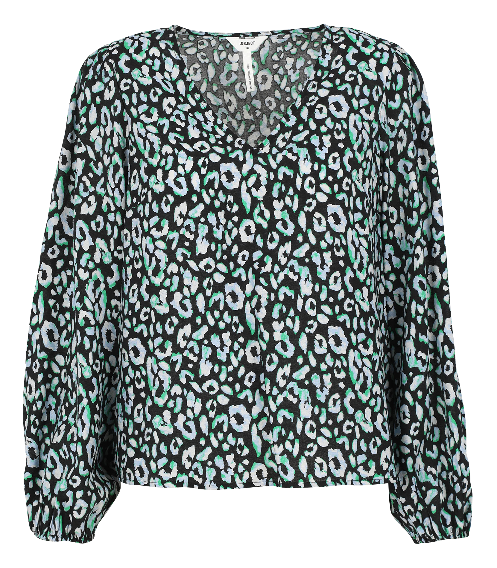 Printed V-neck top OBJECT Black