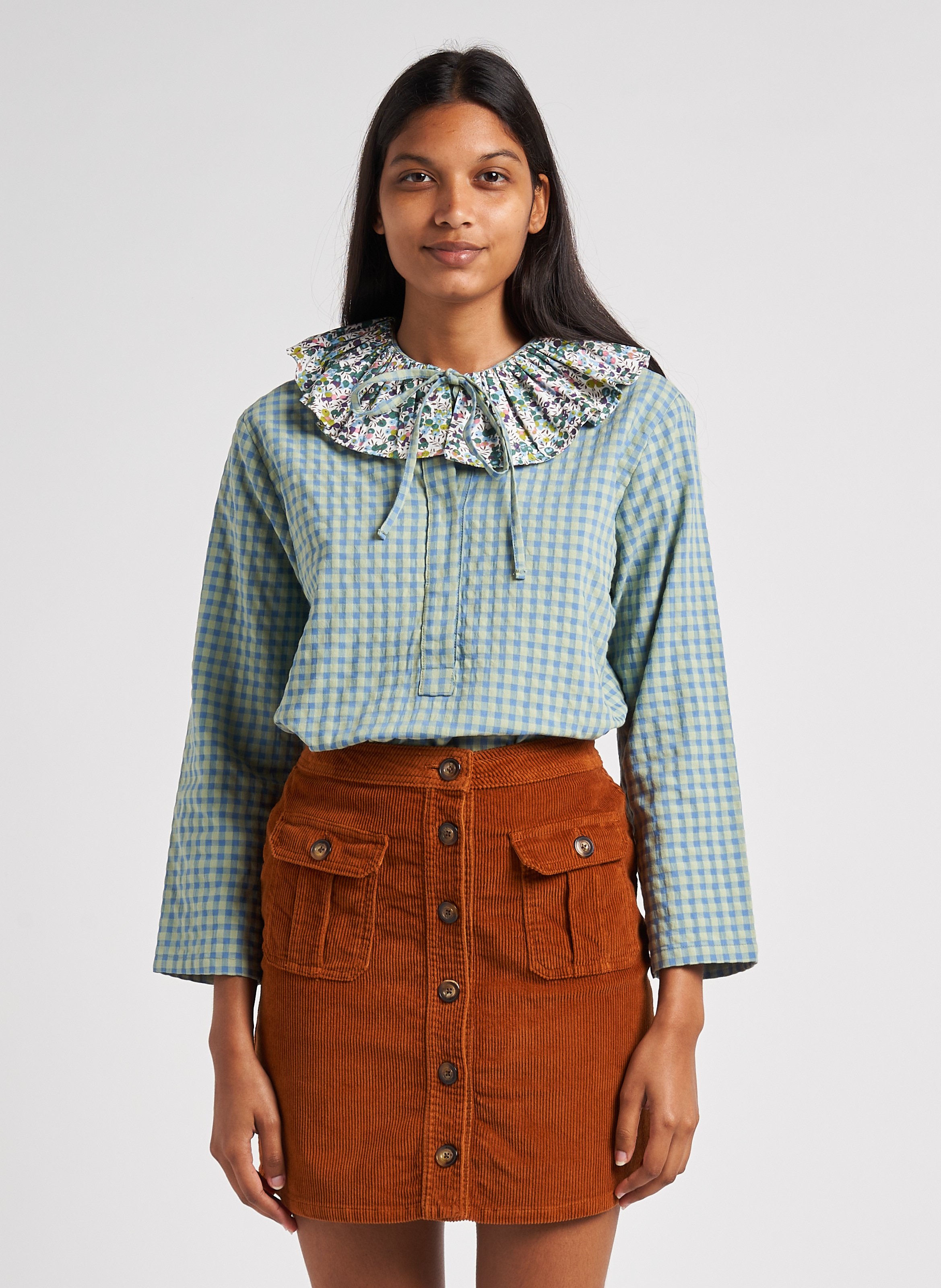 peter pan collar cotton blouse