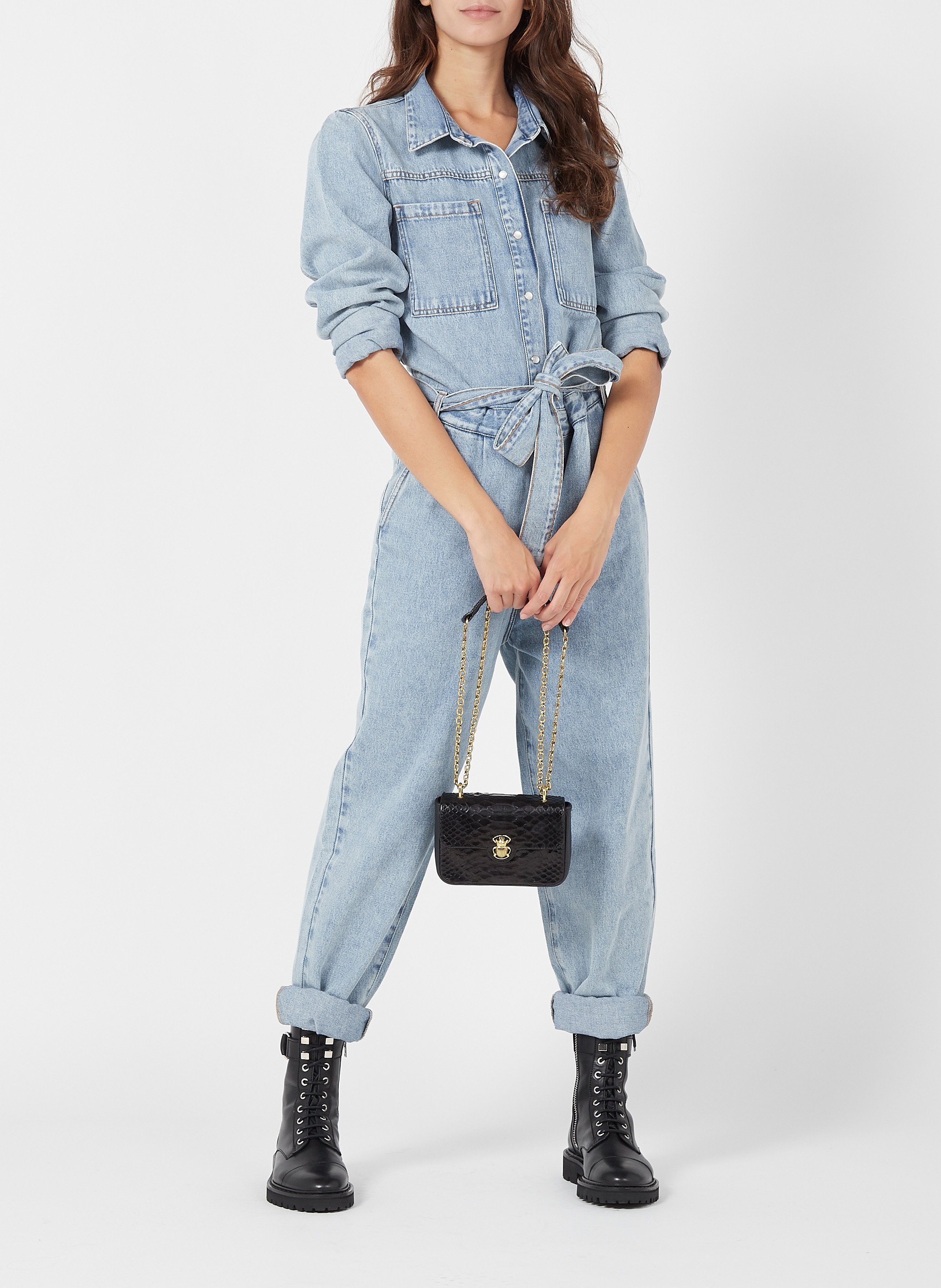 Sac bandoulière en python CLARIS VIROT Noir