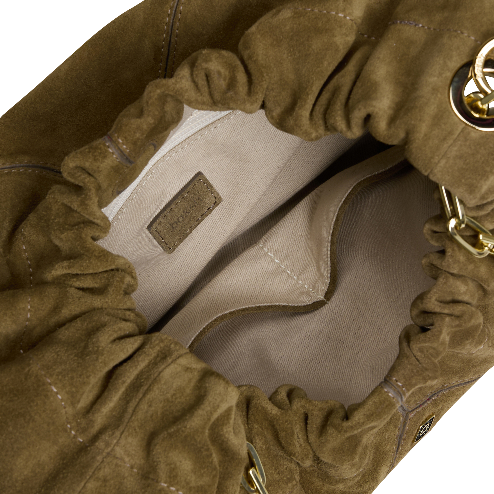 Sac bandoulière tote en cuir velours BA&SH Kaki