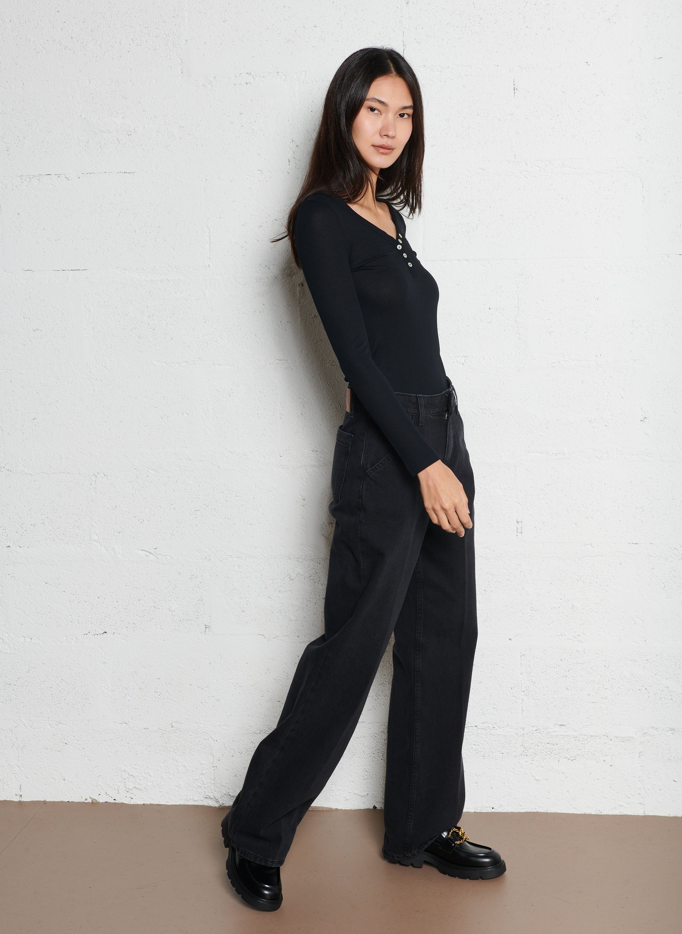 Jean large en coton BA&SH Noir