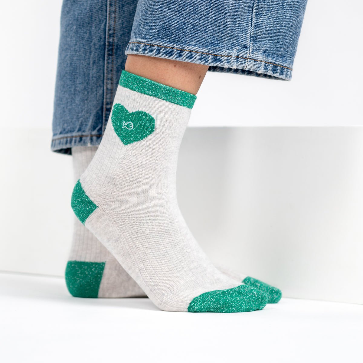 Combed cotton heart socks BILLYBELT White