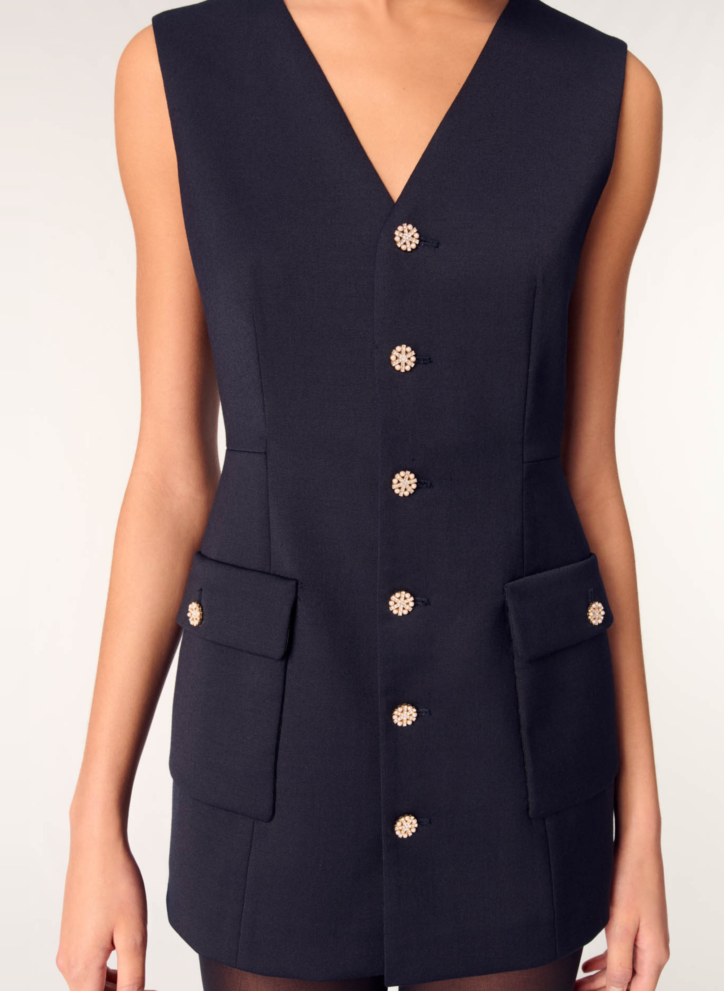 Robe cintrée col V MAJE Bleu