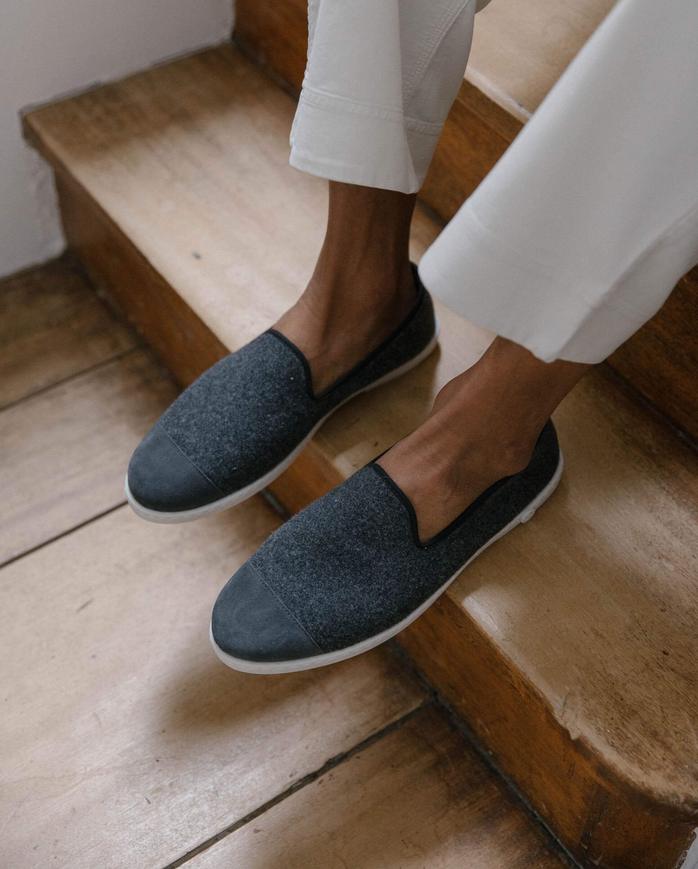 Men's wool slippers, gray black ANGARDE Grey