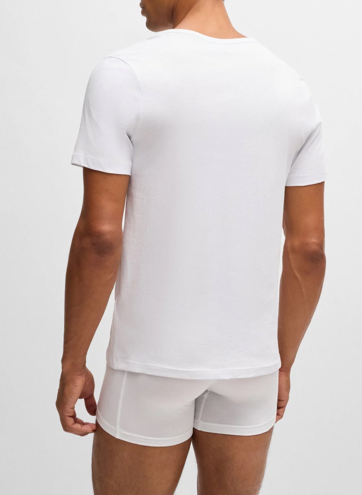 Pack of 3 cotton embroidered V-neck T-shirts BOSS White