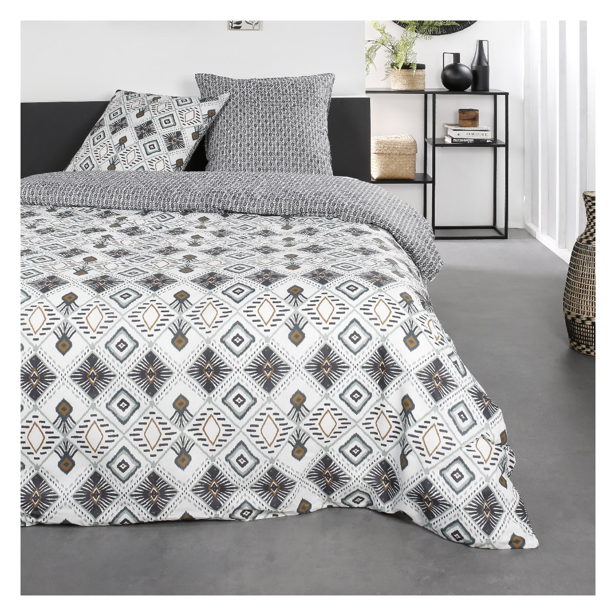 Printed cotton bedding set TODAY LINGE DE MAISON White