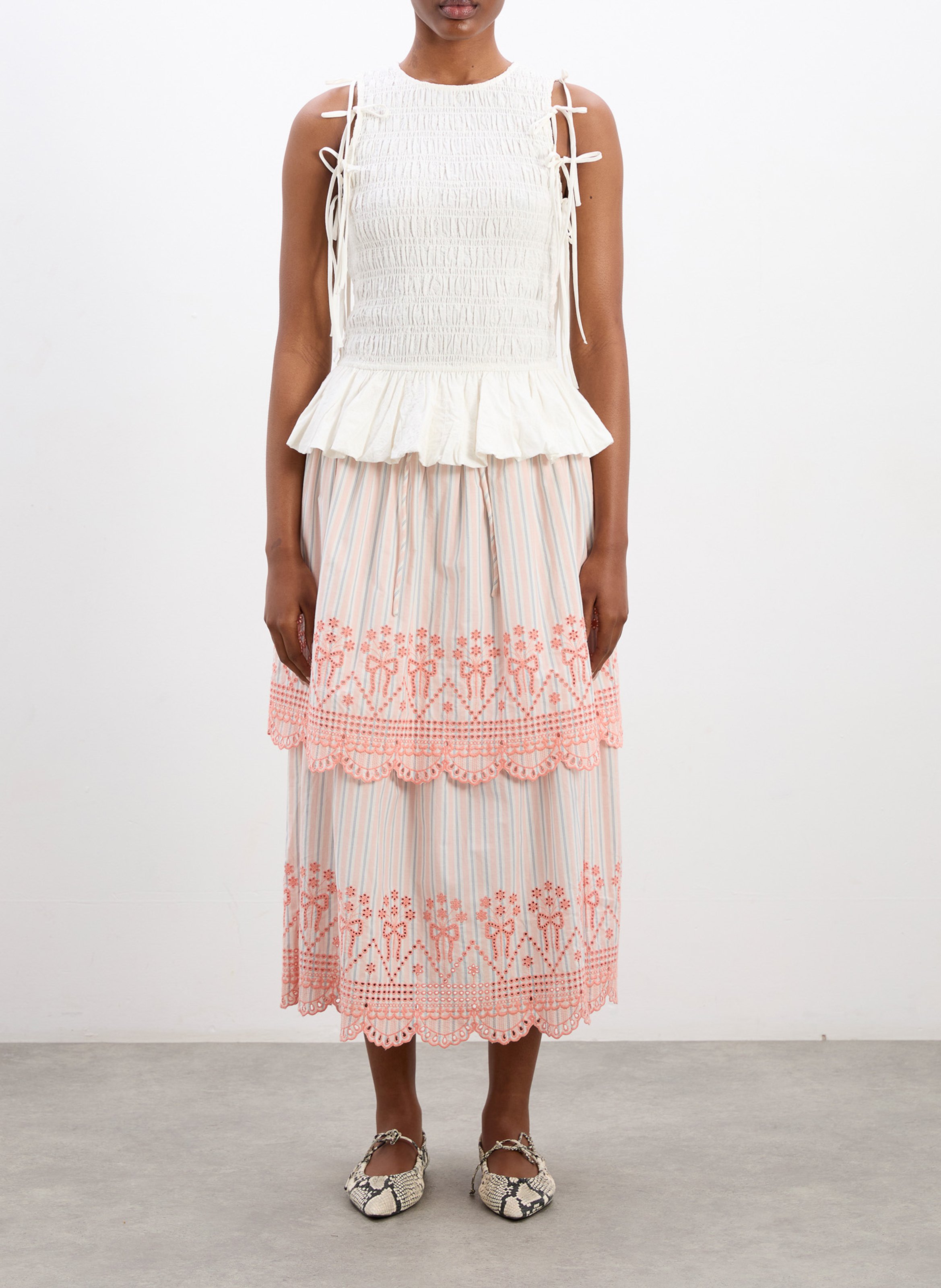 Midi-Rock mit gestreiften Stickereien DAMSON MADDER Orange