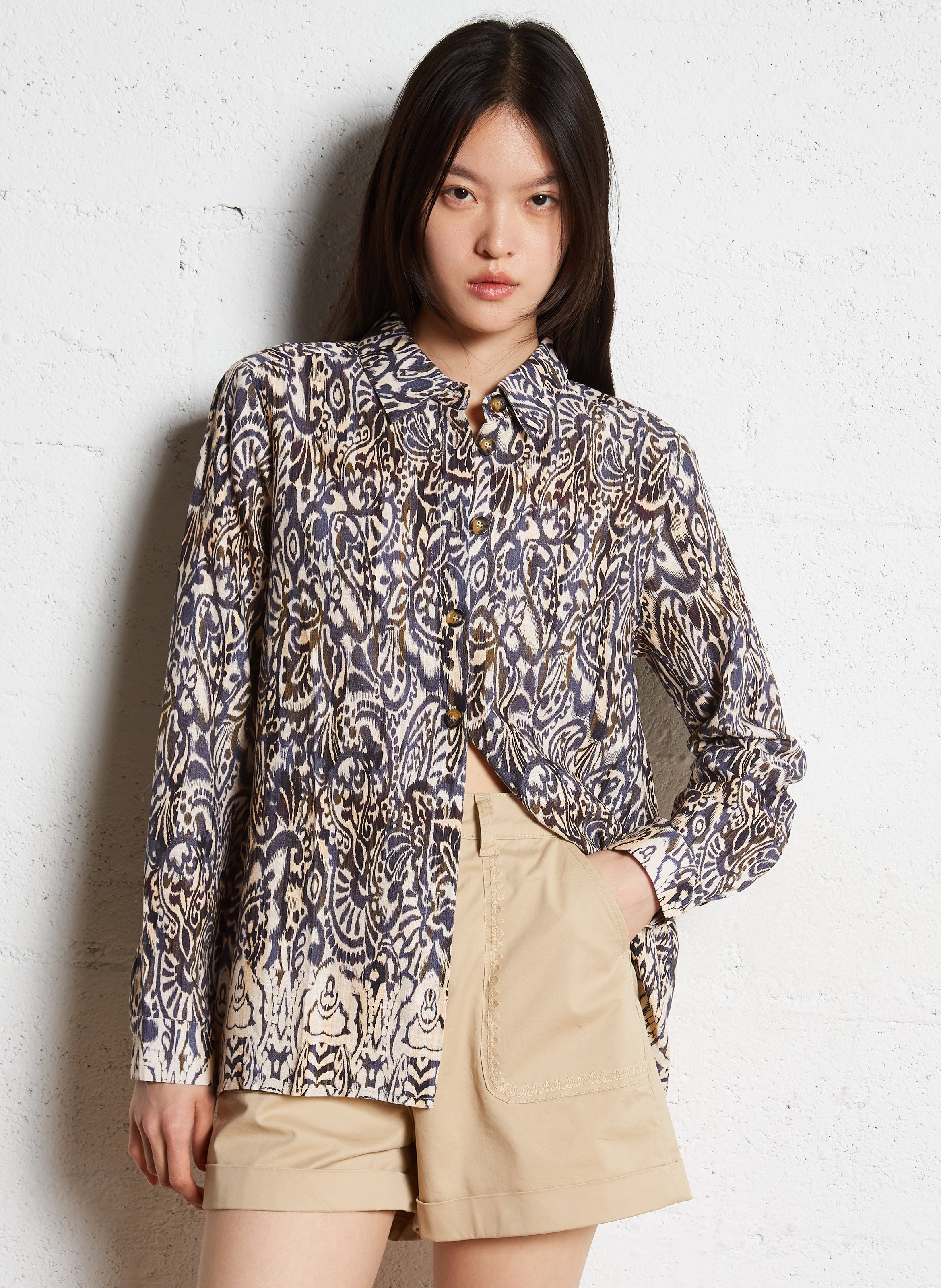 Chemise droite imprimée LA PETITE ETOILE Marron