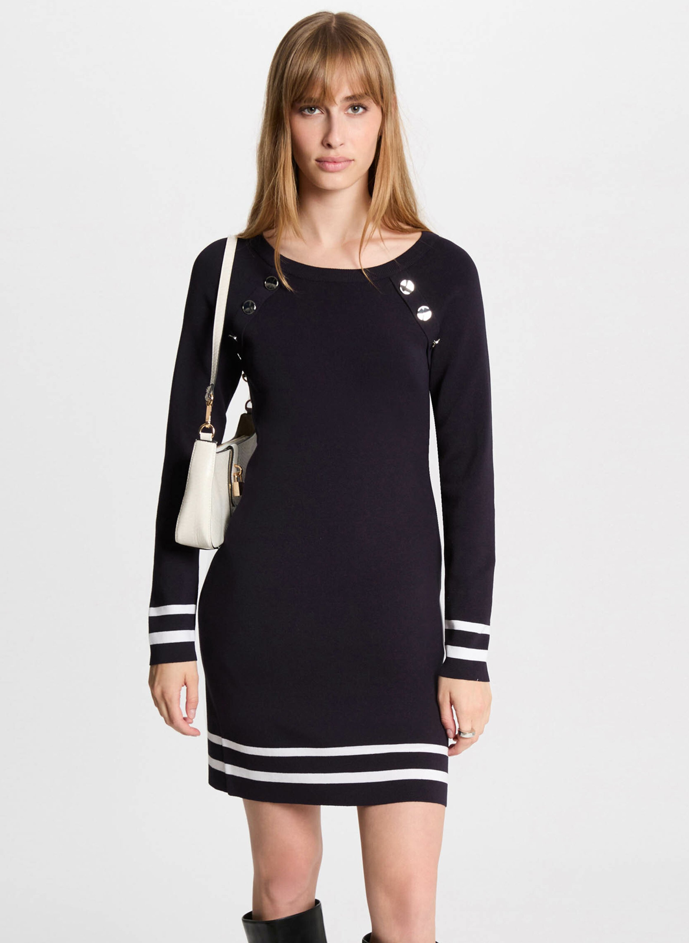 Kurzes Kleid mit Rundhalsausschnitt MORGAN Blau