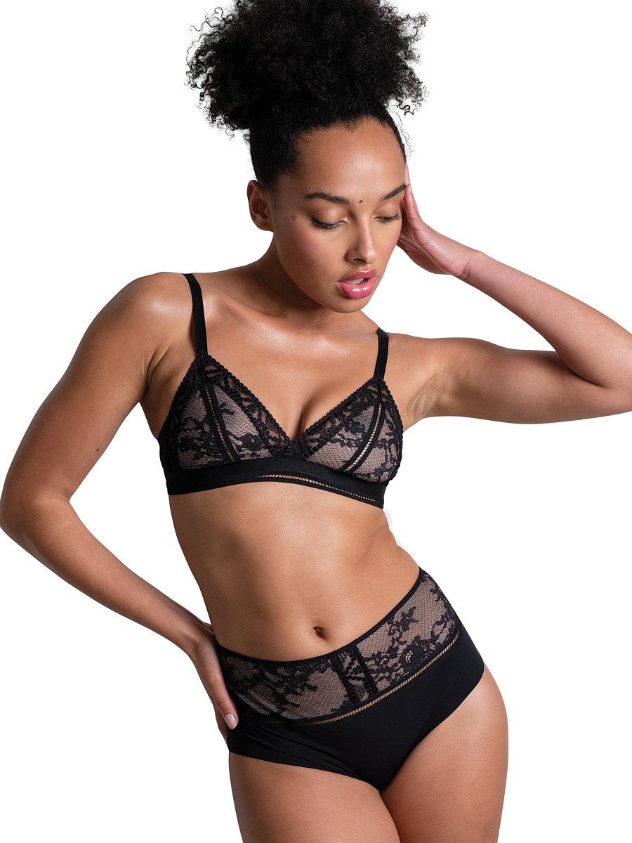High-waisted lace panties PASSIONATA Black