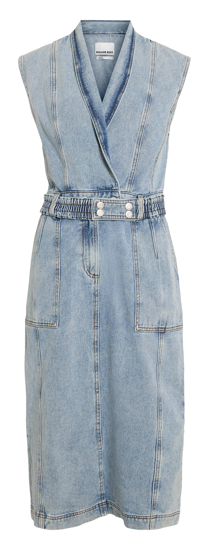 Midikleid aus Baumwoll-Mix ROUGE EDIT Blau