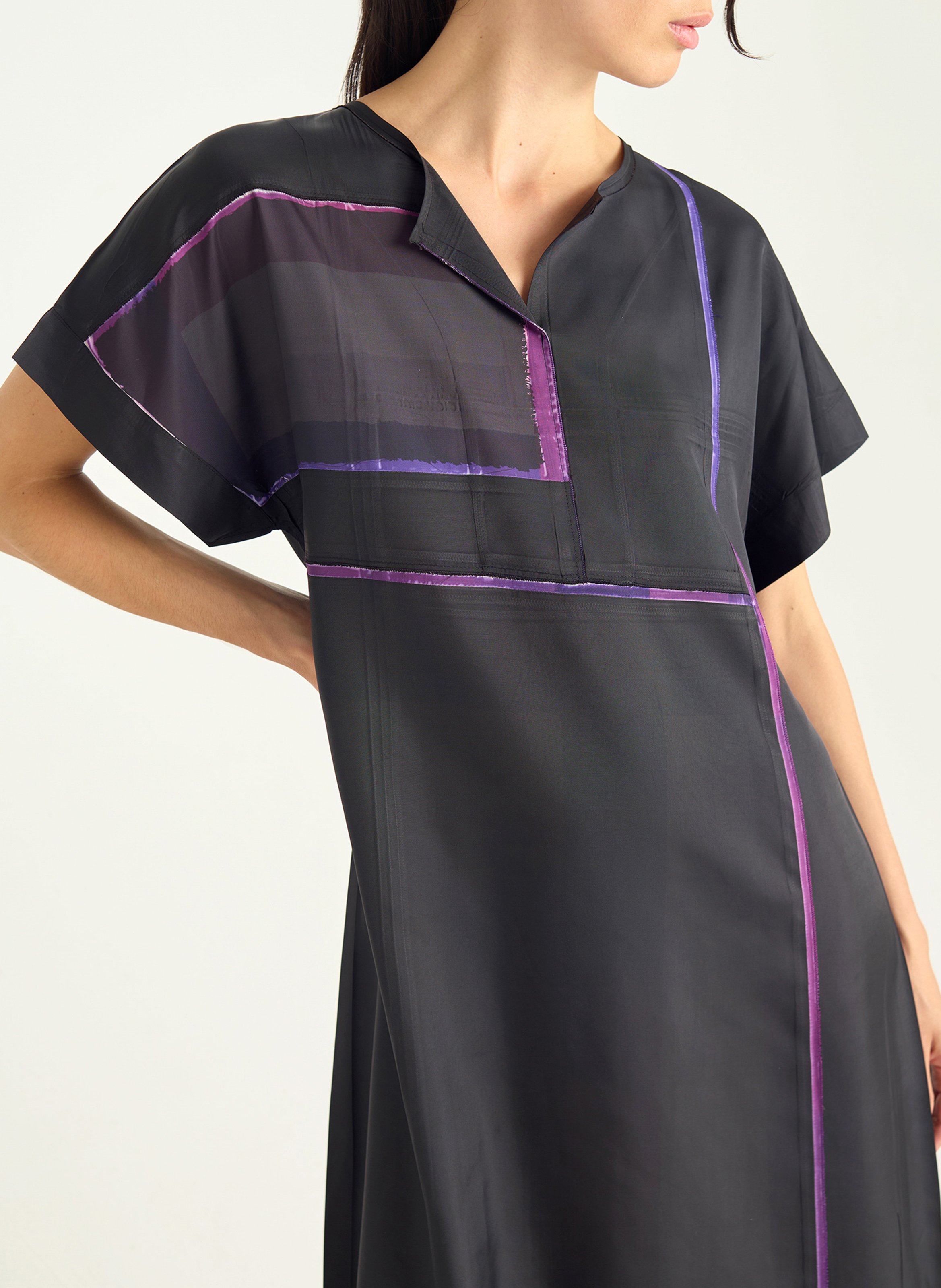 Robe midi droite à motifs carreaux COTELAC Noir