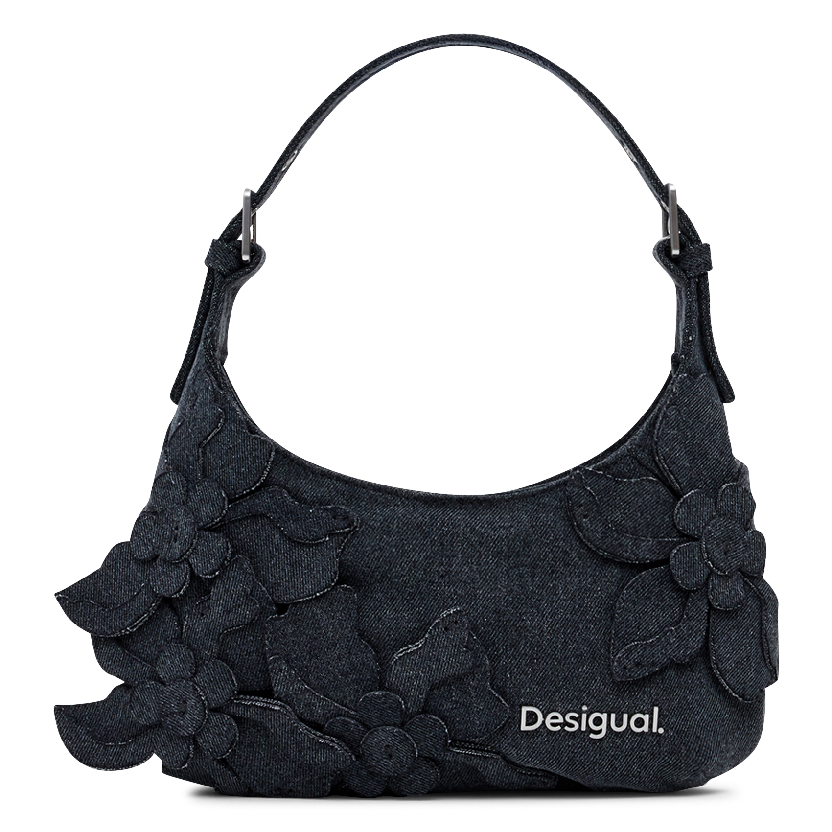 Schultertasche mit Blumenmuster aus Denim DESIGUAL Schwarz