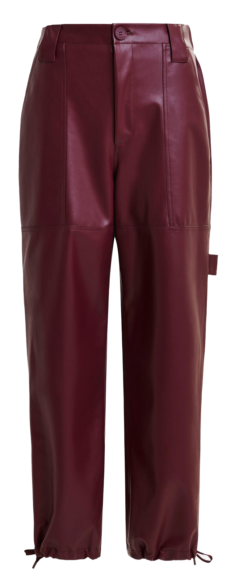 Pantalon droit aspect cuir ESSENTIEL ANTWERP Rouge