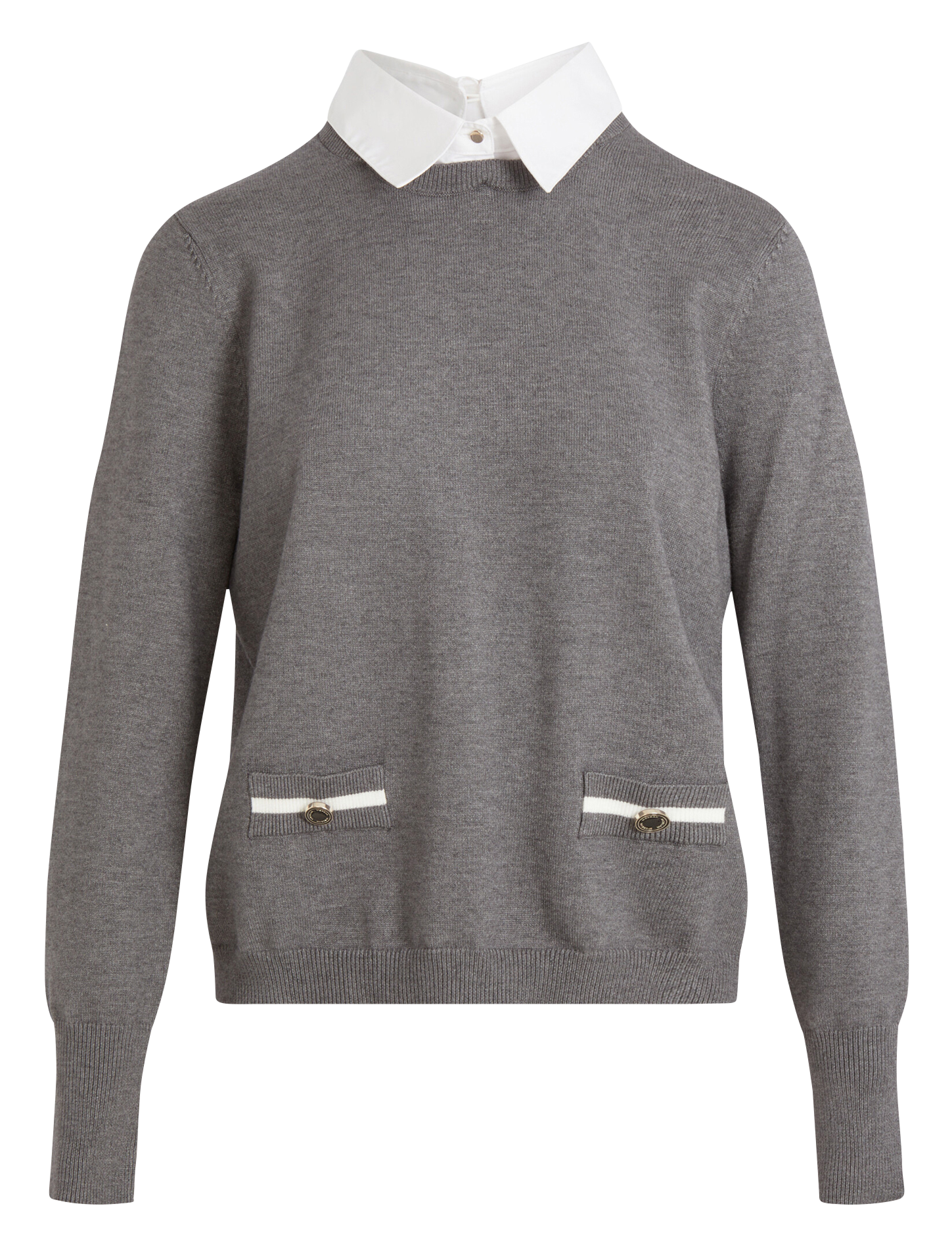 Pull col classique  MORGAN Gris