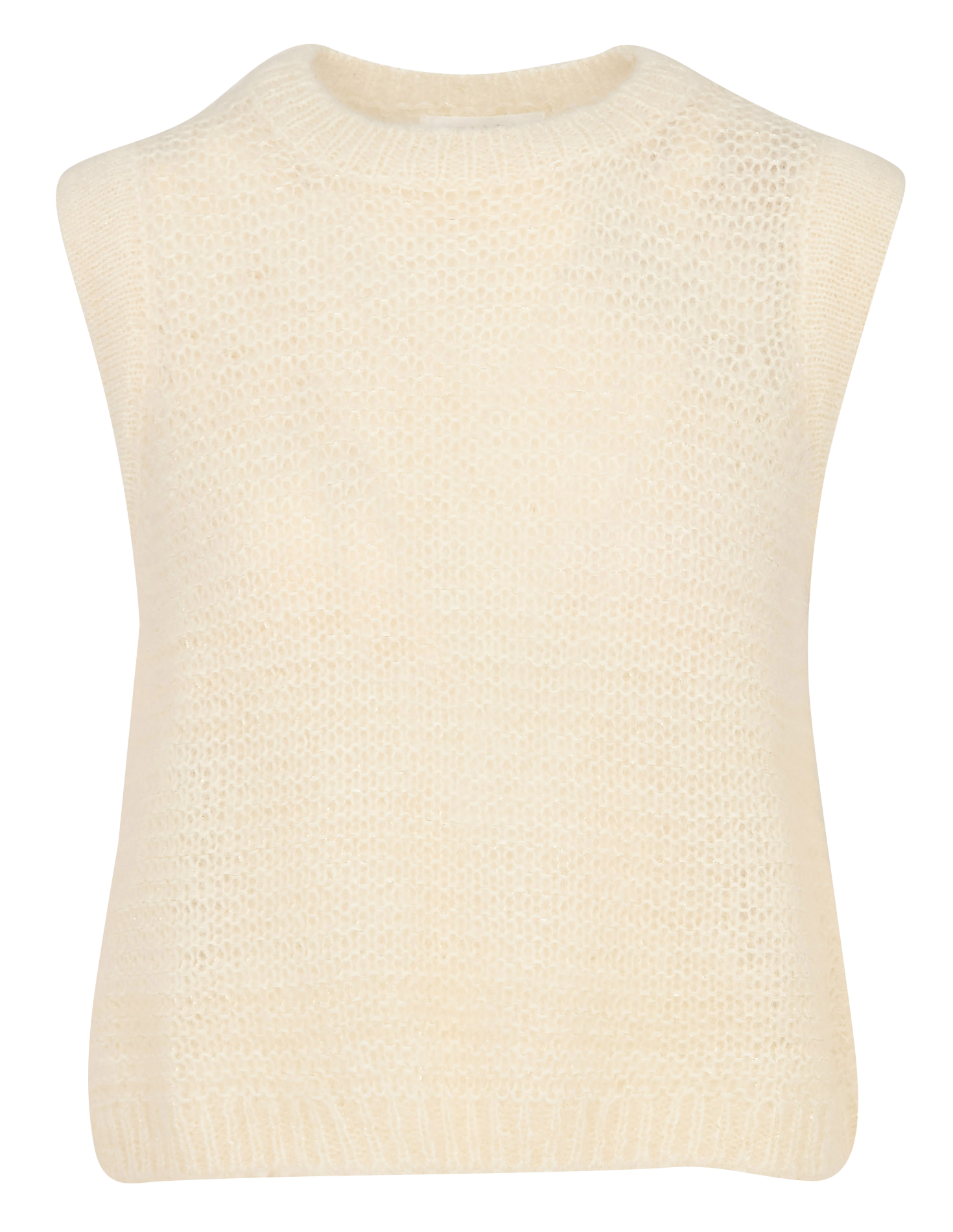 Pull sans manches col rond en maille métallisée SUD EXPRESS Blanc