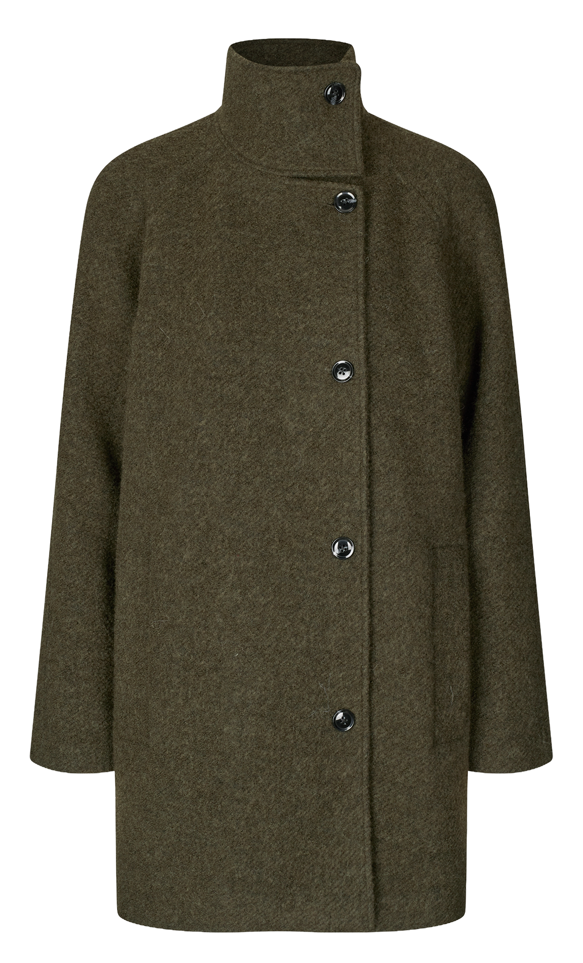 Manteau en laine mélangé col montant SAMSOE SAMSOE Vert